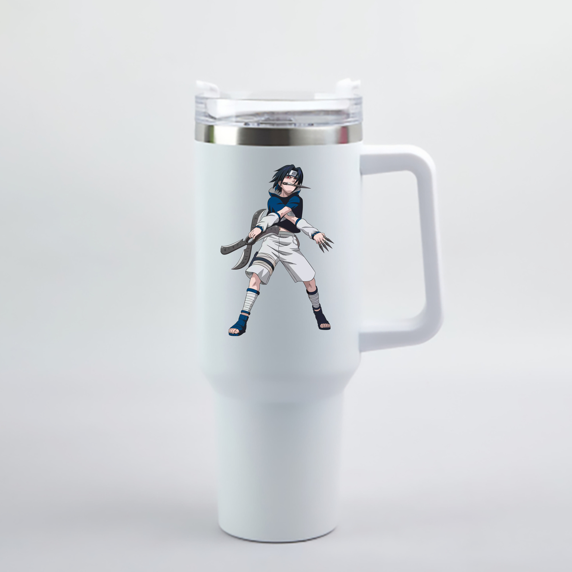 （画像用） NARUTO -ナルト- うちは サスケ Uchiha Sasuke 1200mL車用タンブラー - クリスタルステッカー（プラスチックストロー付き）
