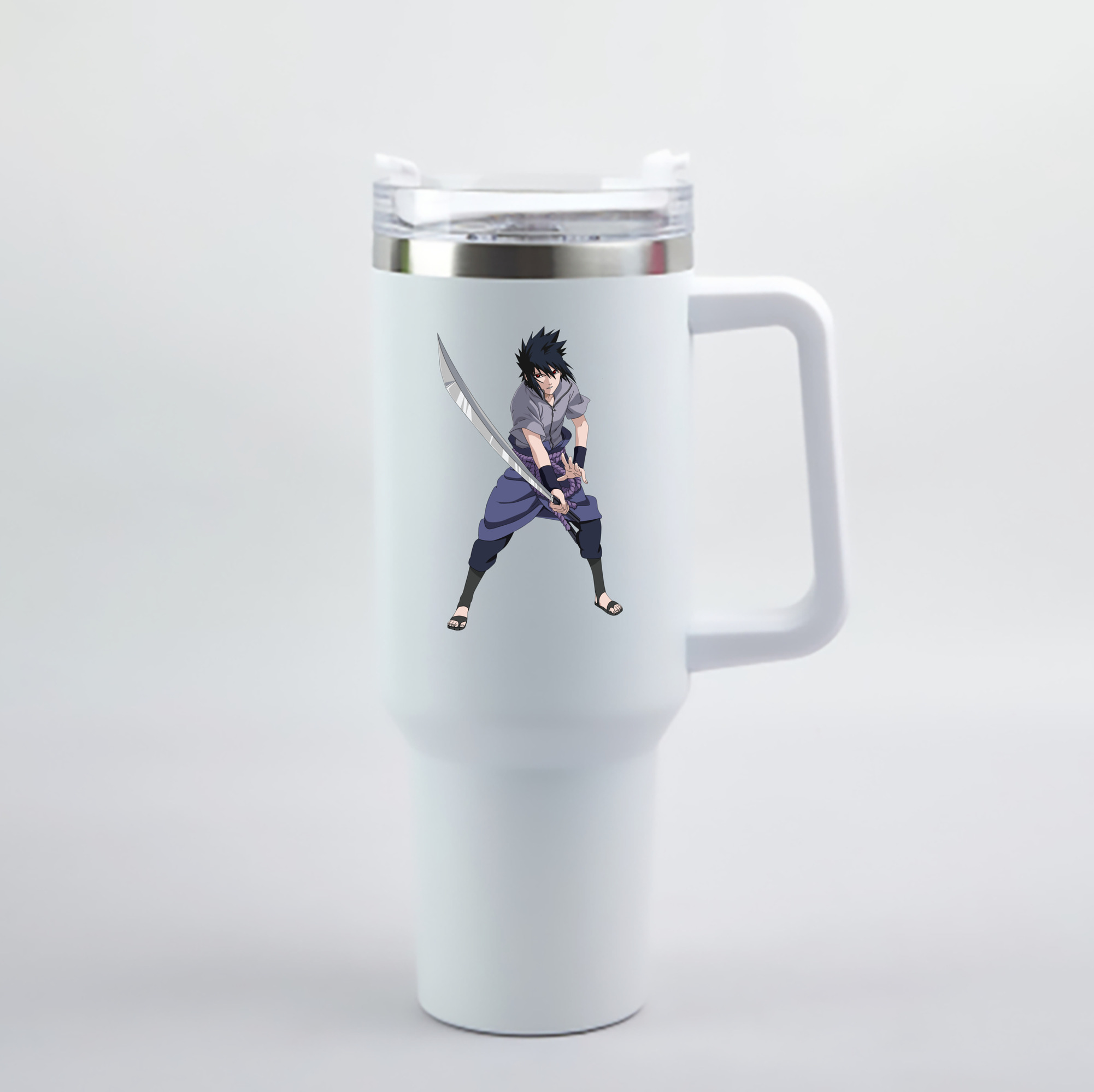 （画像用） NARUTO -ナルト- うちは サスケ Uchiha Sasuke 1200mL車用タンブラー - クリスタルステッカー（プラスチックストロー付き）