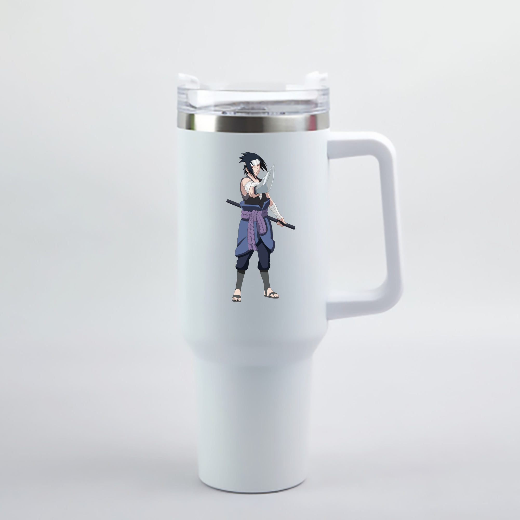 （画像用） NARUTO -ナルト- うちは サスケ Uchiha Sasuke 1200mL車用タンブラー - クリスタルステッカー（プラスチックストロー付き）