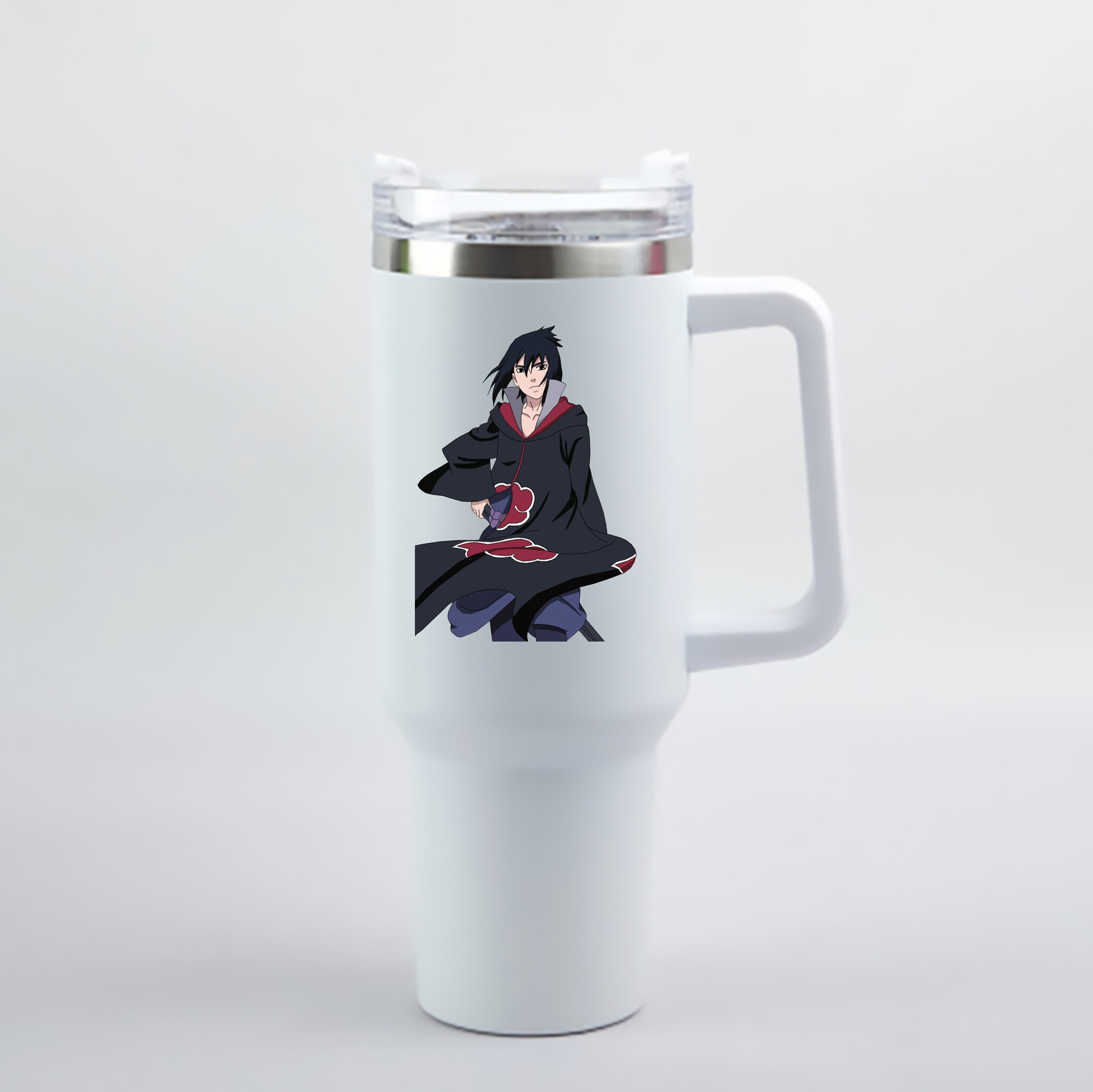 （画像用） NARUTO -ナルト- うちは サスケ Uchiha Sasuke 1200mL車用タンブラー - クリスタルステッカー（プラスチックストロー付き）