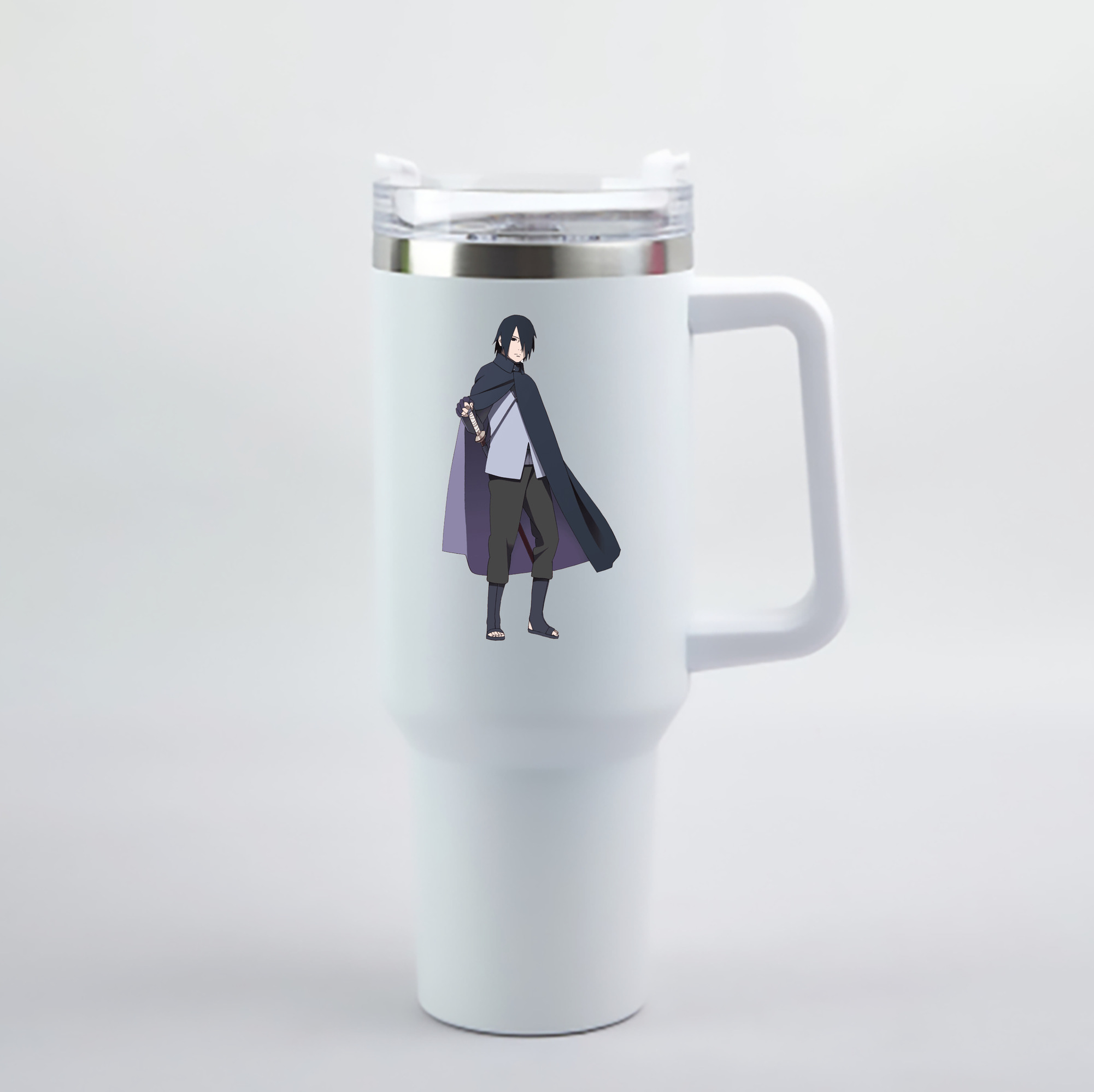 （画像用） NARUTO -ナルト- うちは サスケ Uchiha Sasuke 1200mL車用タンブラー - クリスタルステッカー（プラスチックストロー付き）
