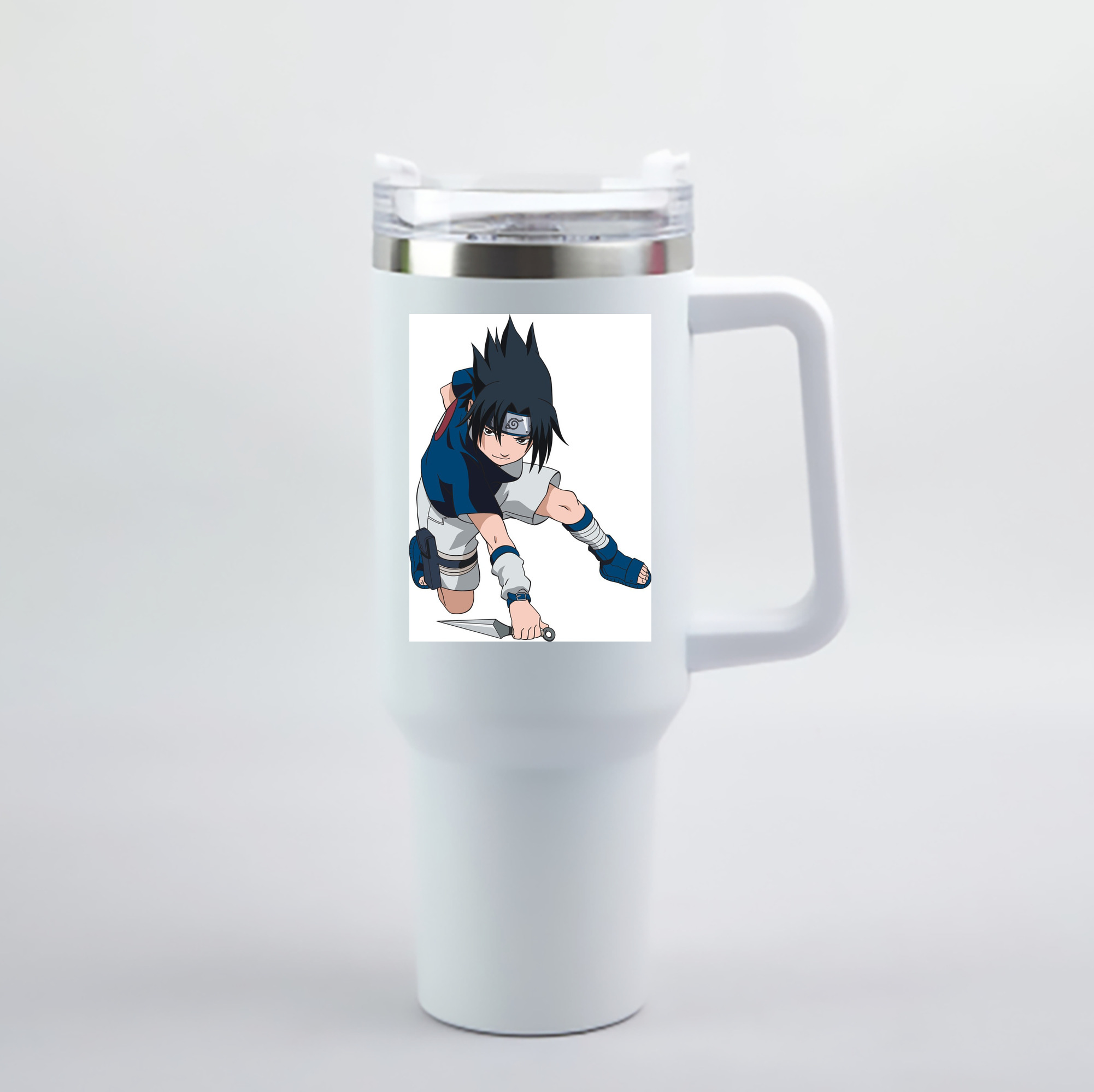 （画像用） NARUTO -ナルト- うちは サスケ Uchiha Sasuke 1200mL車用タンブラー - クリスタルステッカー（プラスチックストロー付き）