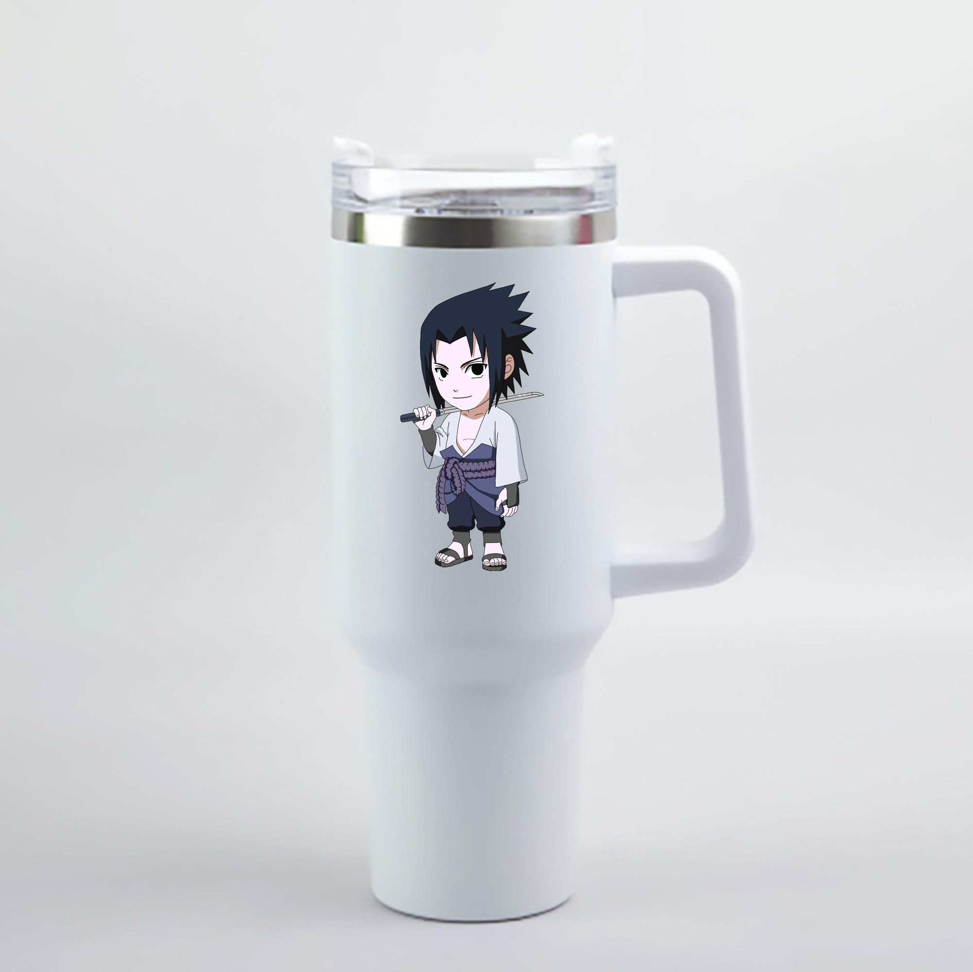 （画像用） NARUTO -ナルト- うちは サスケ Uchiha Sasuke 1200mL車用タンブラー - クリスタルステッカー（プラスチックストロー付き）