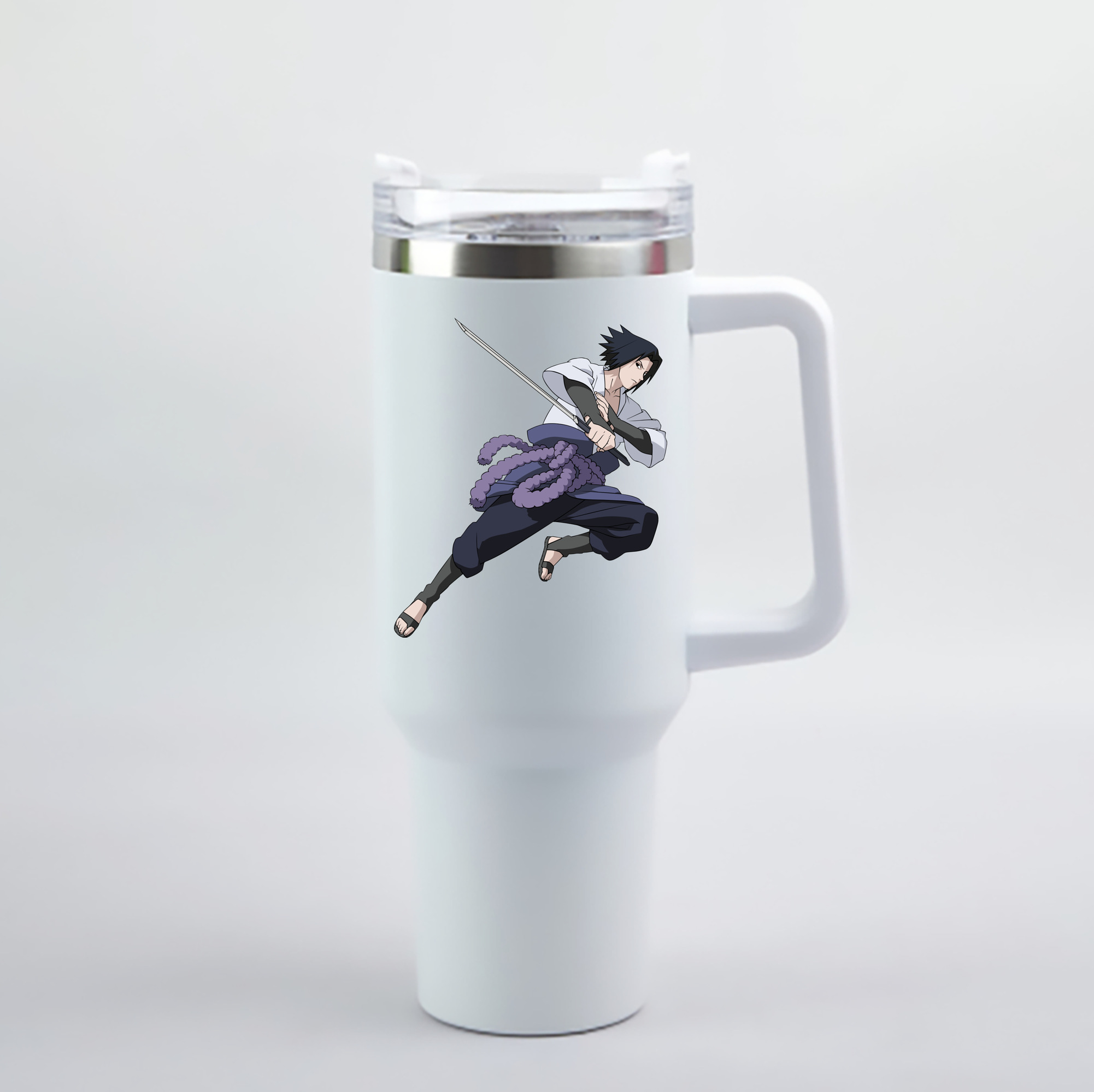 （画像用） NARUTO -ナルト- うちは サスケ Uchiha Sasuke 1200mL車用タンブラー - クリスタルステッカー（プラスチックストロー付き）