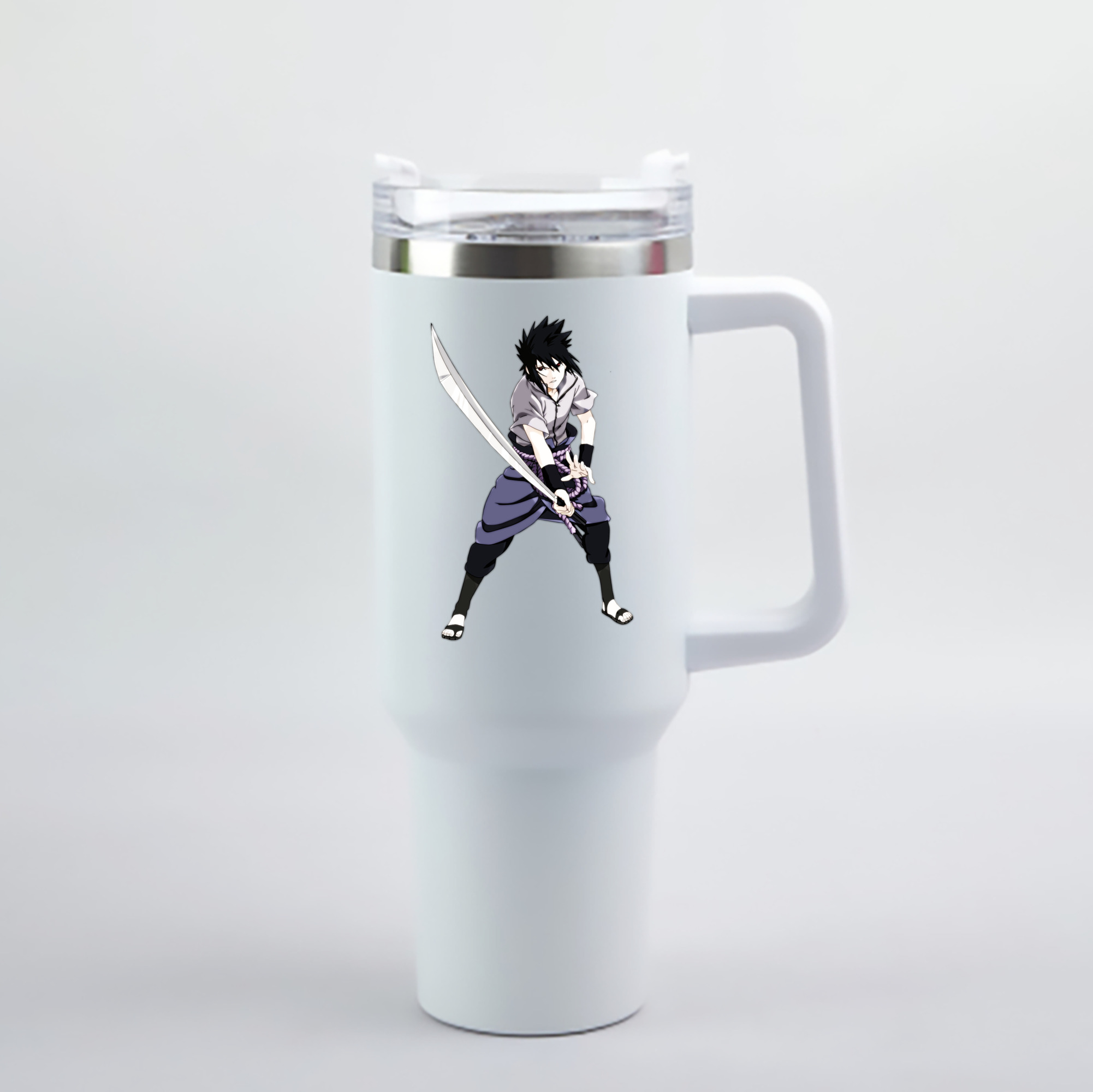 （画像用） NARUTO -ナルト- うちは サスケ Uchiha Sasuke 1200mL車用タンブラー - クリスタルステッカー（プラスチックストロー付き）