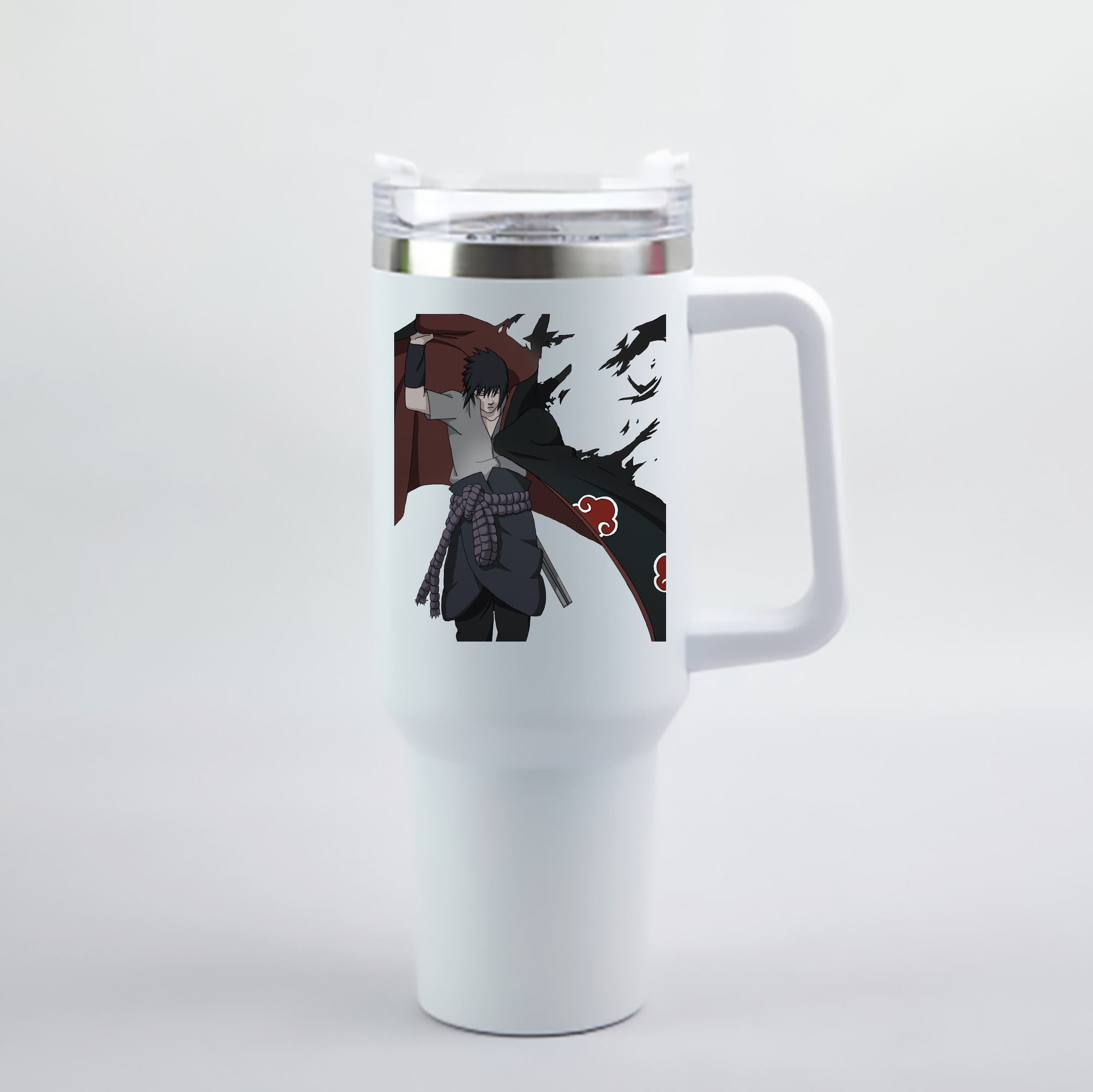 （画像用） NARUTO -ナルト- うちは サスケ Uchiha Sasuke 1200mL車用タンブラー - クリスタルステッカー（プラスチックストロー付き）