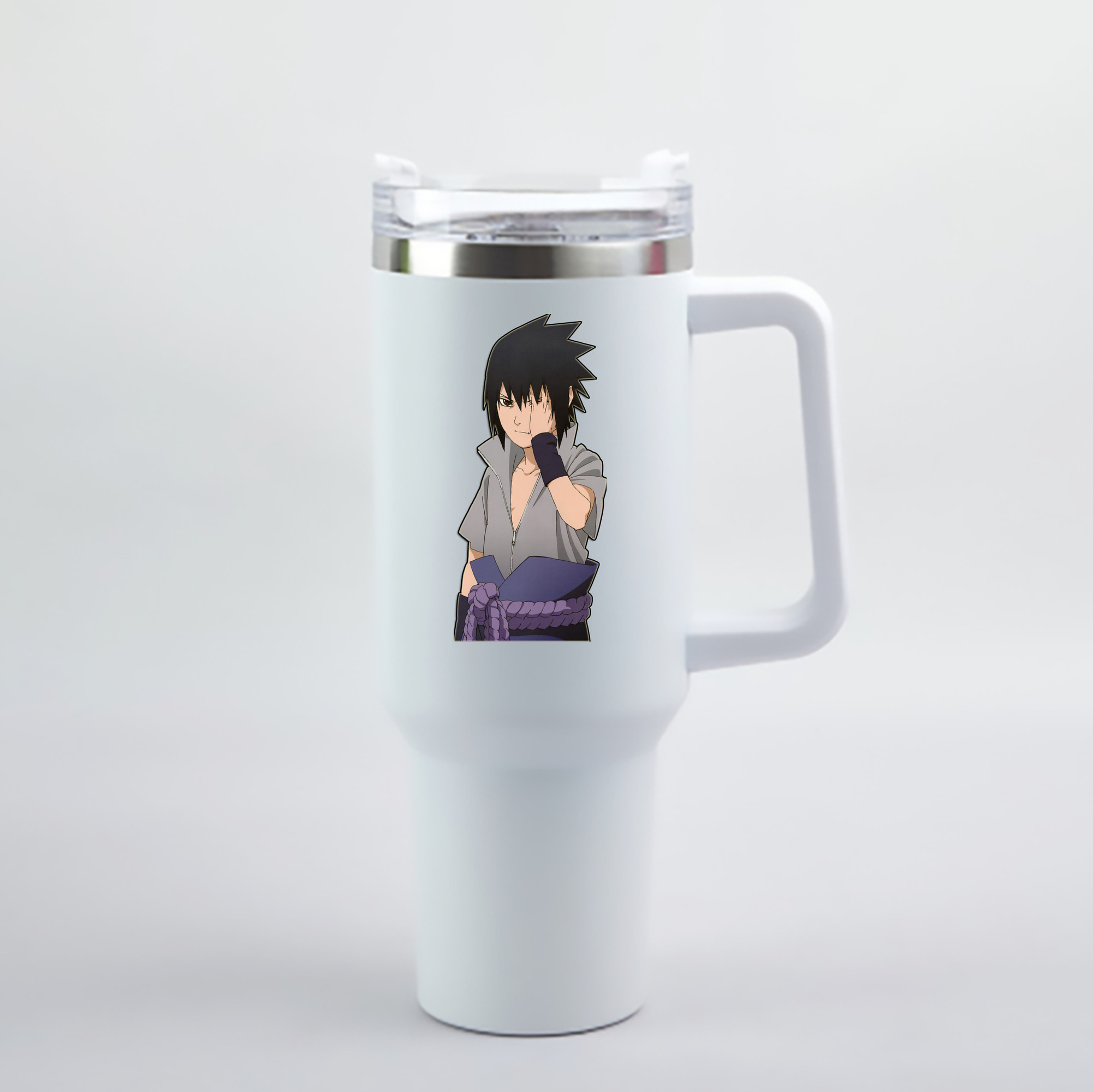 （画像用） NARUTO -ナルト- うちは サスケ Uchiha Sasuke 1200mL車用タンブラー - クリスタルステッカー（プラスチックストロー付き）