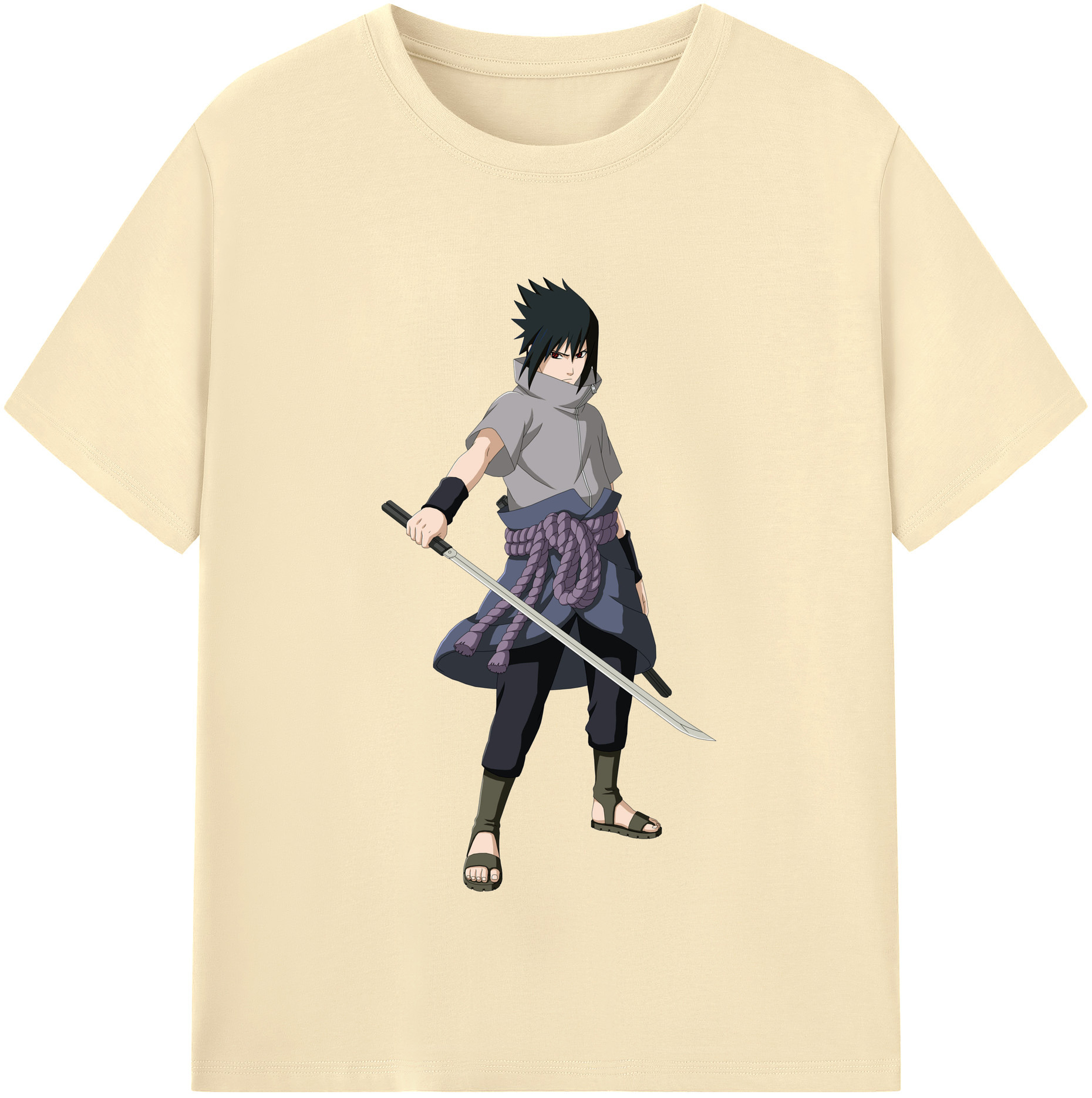 （画像用） NARUTO -ナルト- うちは サスケ Uchiha Sasuke 綿100％半袖Tシャツ（フロントプリント）