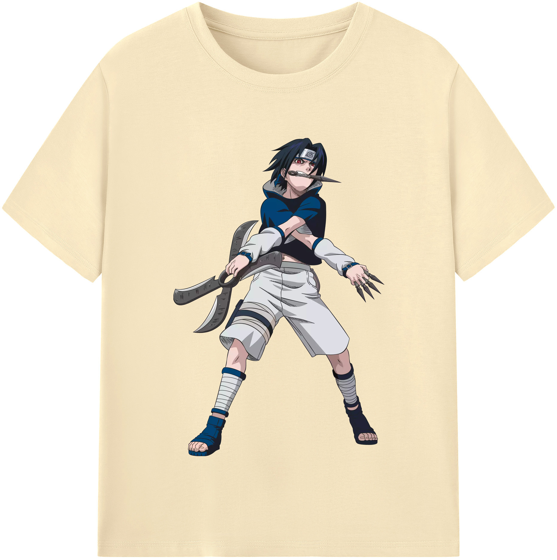 （画像用） NARUTO -ナルト- うちは サスケ Uchiha Sasuke 綿100％半袖Tシャツ（フロントプリント）