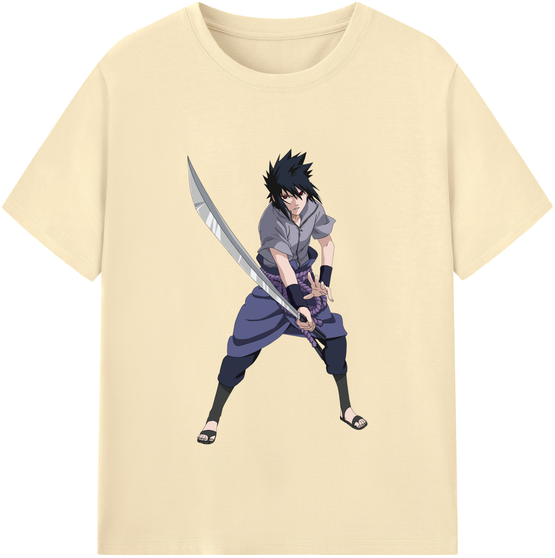 （画像用） NARUTO -ナルト- うちは サスケ Uchiha Sasuke 綿100％半袖Tシャツ（フロントプリント）