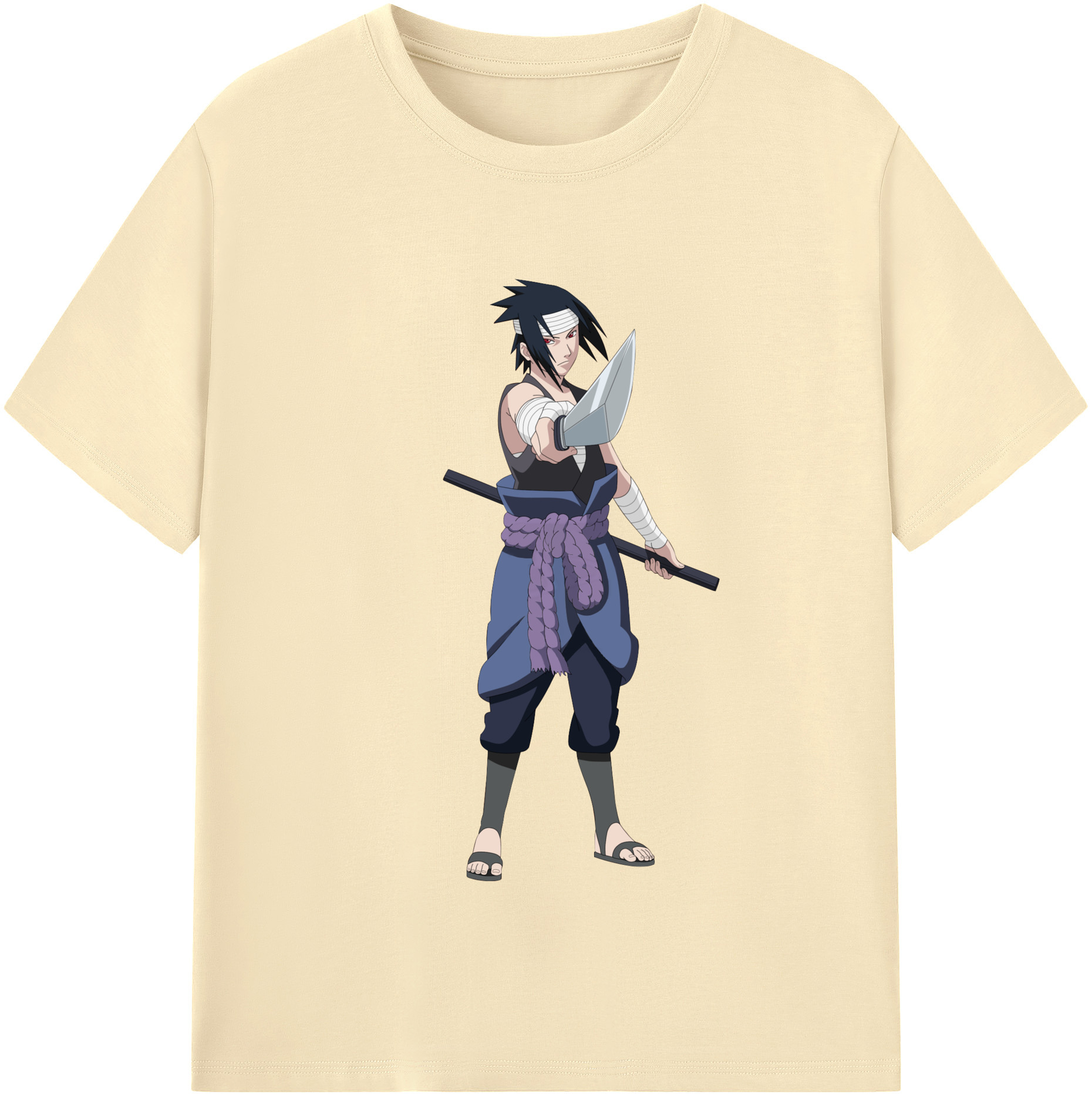 （画像用） NARUTO -ナルト- うちは サスケ Uchiha Sasuke 綿100％半袖Tシャツ（フロントプリント）