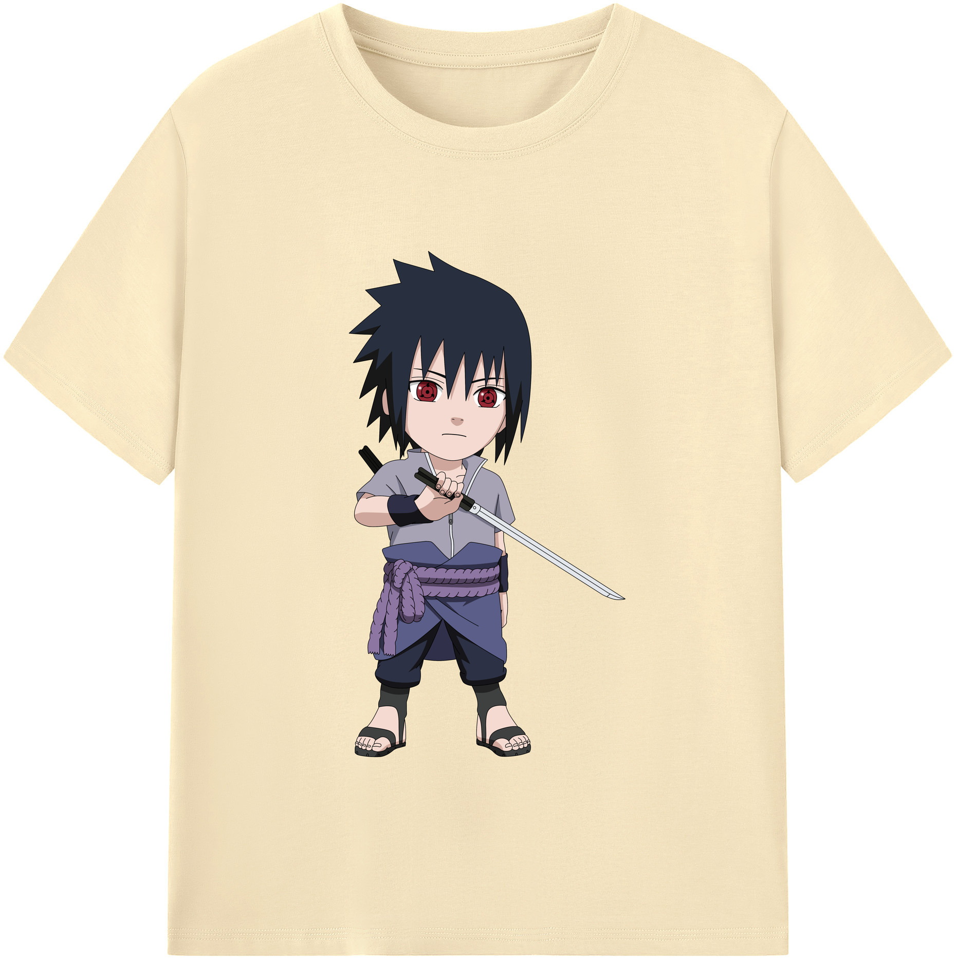（画像用） NARUTO -ナルト- うちは サスケ Uchiha Sasuke 綿100％半袖Tシャツ（フロントプリント）