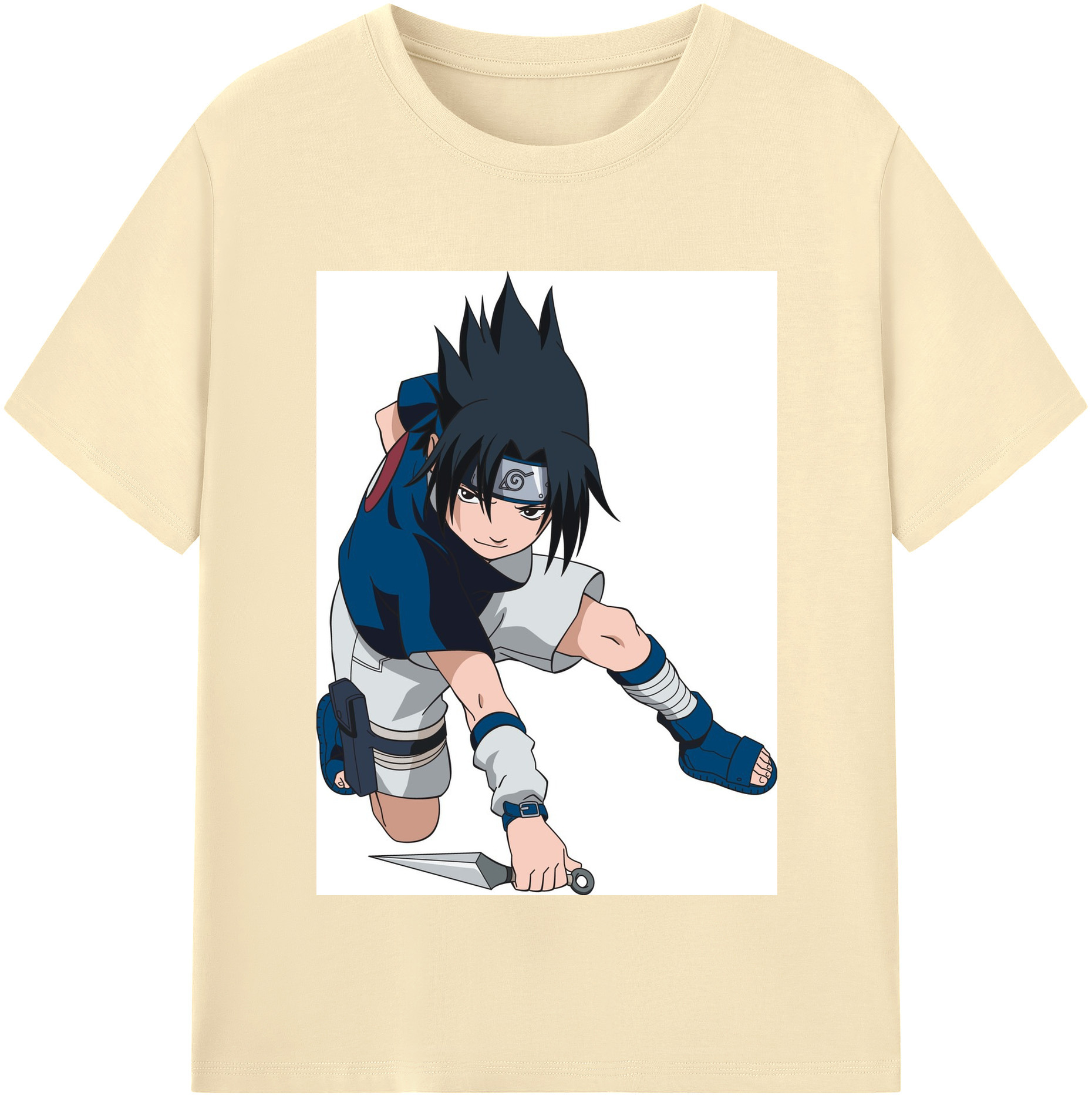 （画像用） NARUTO -ナルト- うちは サスケ Uchiha Sasuke 綿100％半袖Tシャツ（フロントプリント）