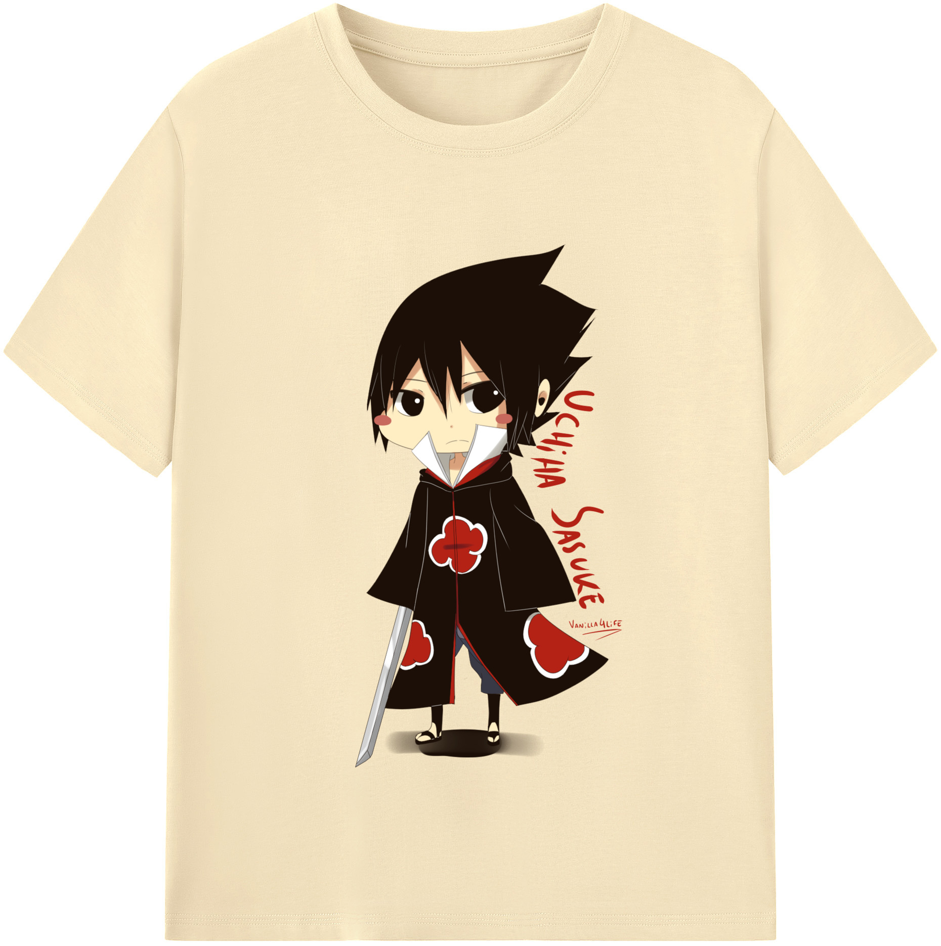 （画像用） NARUTO -ナルト- うちは サスケ Uchiha Sasuke 綿100％半袖Tシャツ（フロントプリント）