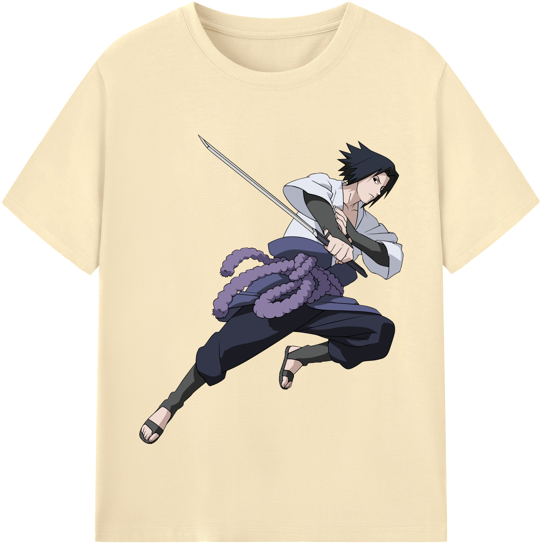 （画像用） NARUTO -ナルト- うちは サスケ Uchiha Sasuke 綿100％半袖Tシャツ（フロントプリント）