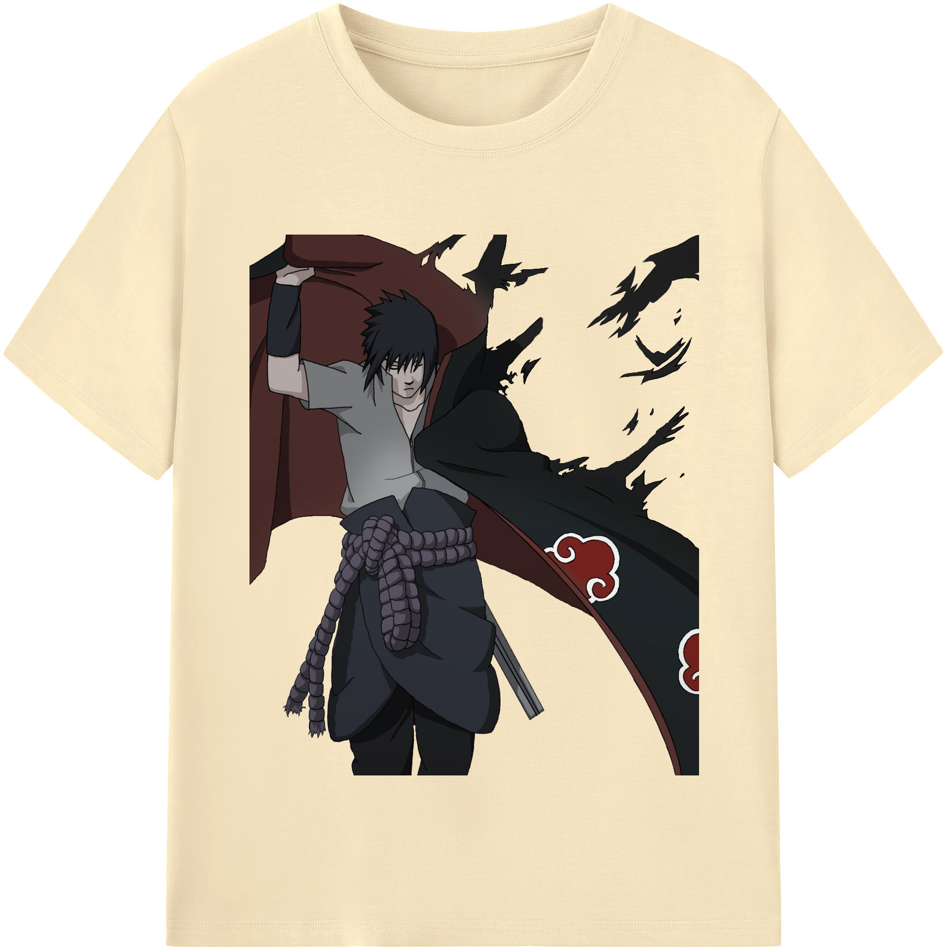 （画像用） NARUTO -ナルト- うちは サスケ Uchiha Sasuke 綿100％半袖Tシャツ（フロントプリント）