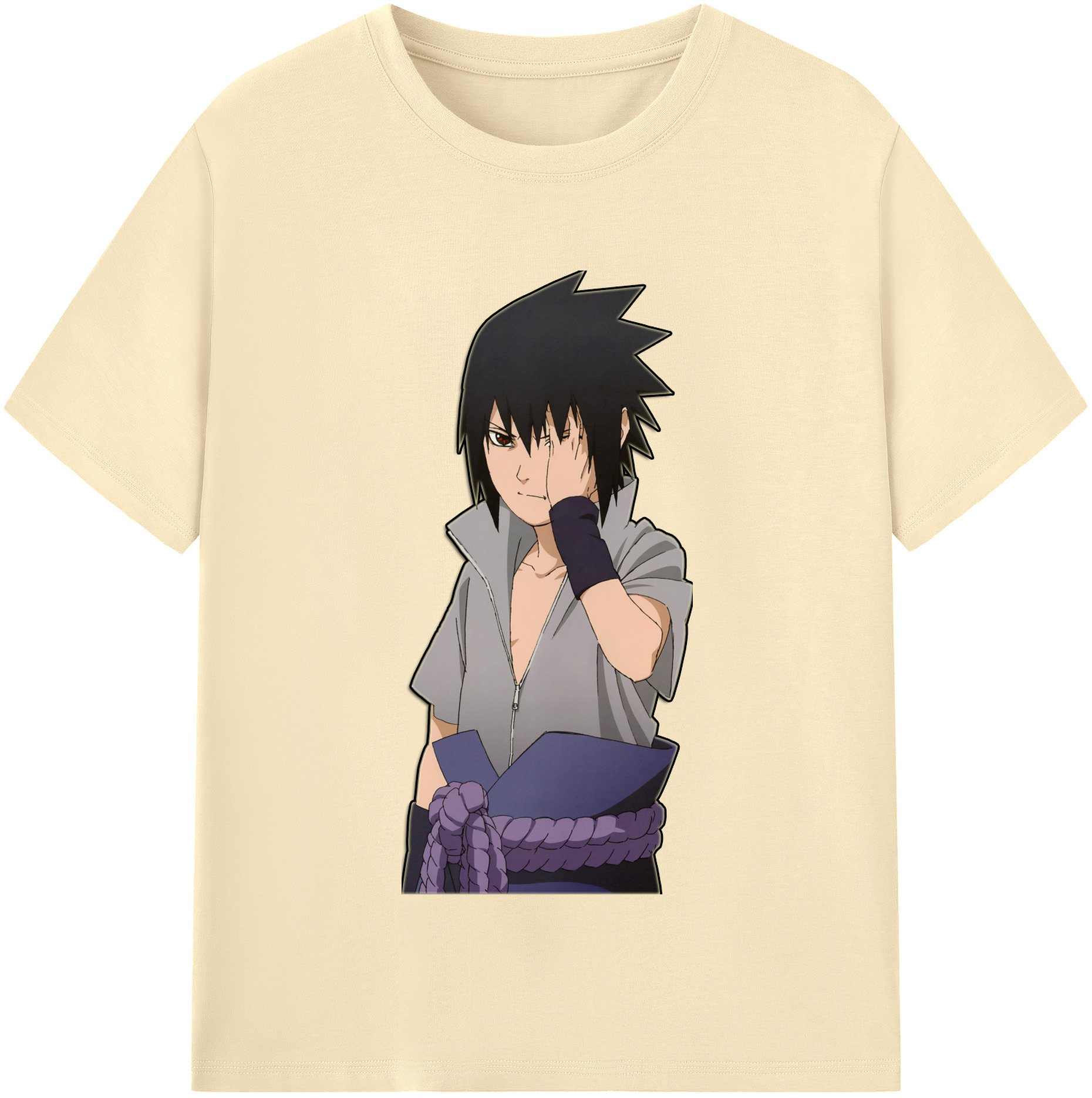 （画像用） NARUTO -ナルト- うちは サスケ Uchiha Sasuke 綿100％半袖Tシャツ（フロントプリント）