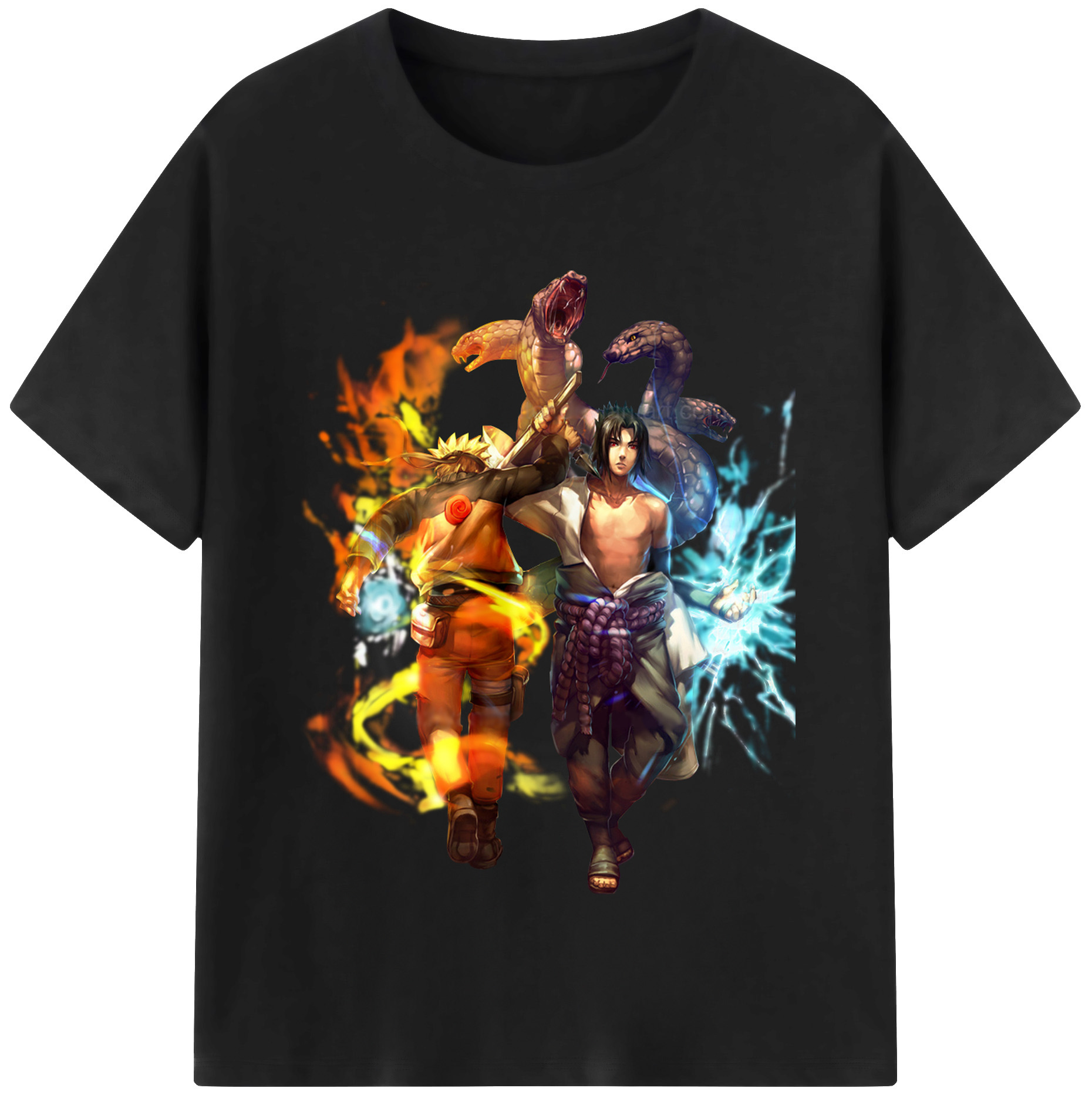 （画像用） NARUTO -ナルト- うちは サスケ Uchiha Sasuke 綿100％半袖Tシャツ（フロントプリント）