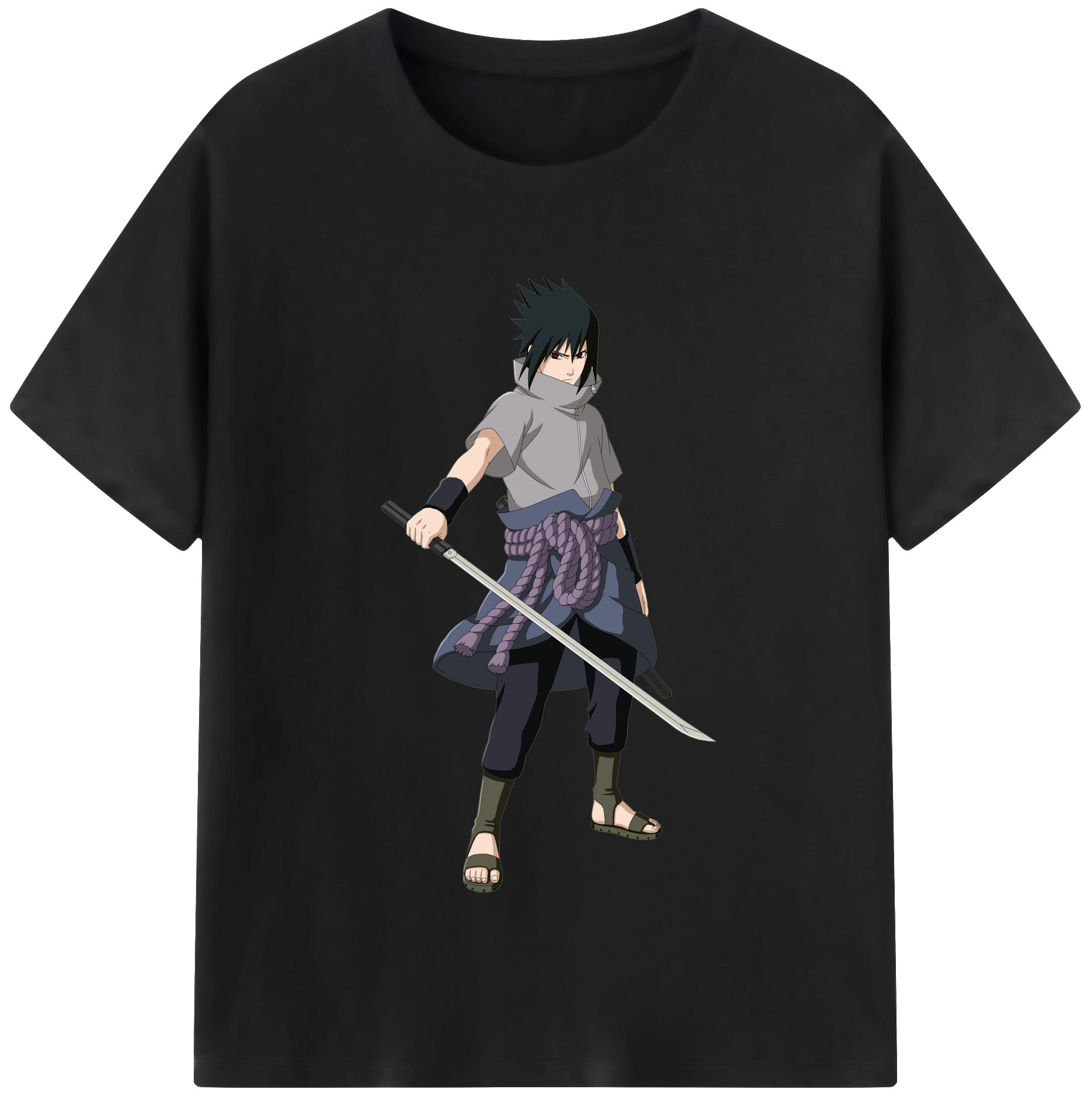 （画像用） NARUTO -ナルト- うちは サスケ Uchiha Sasuke 綿100％半袖Tシャツ（フロントプリント）