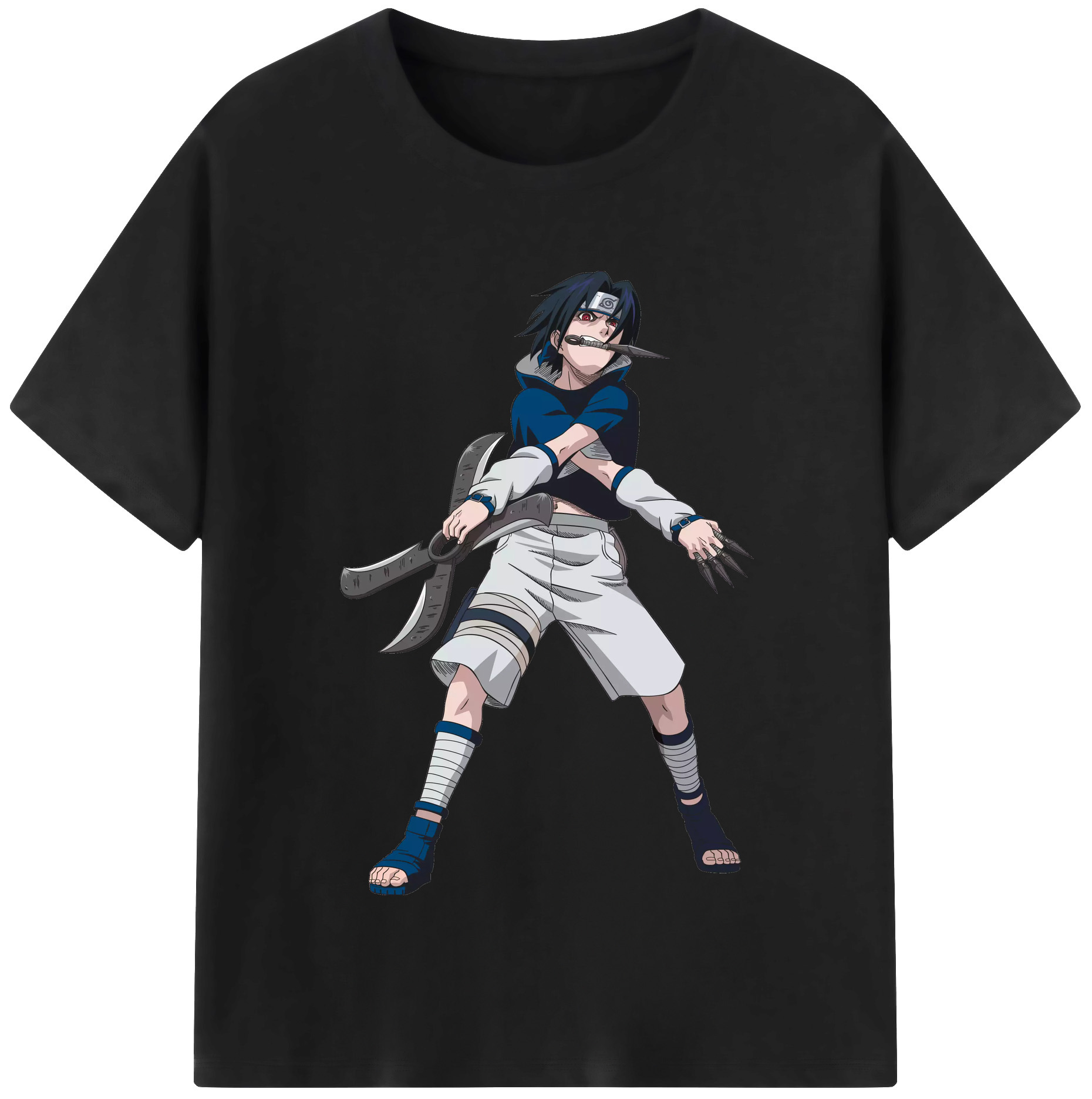 （画像用） NARUTO -ナルト- うちは サスケ Uchiha Sasuke 綿100％半袖Tシャツ（フロントプリント）
