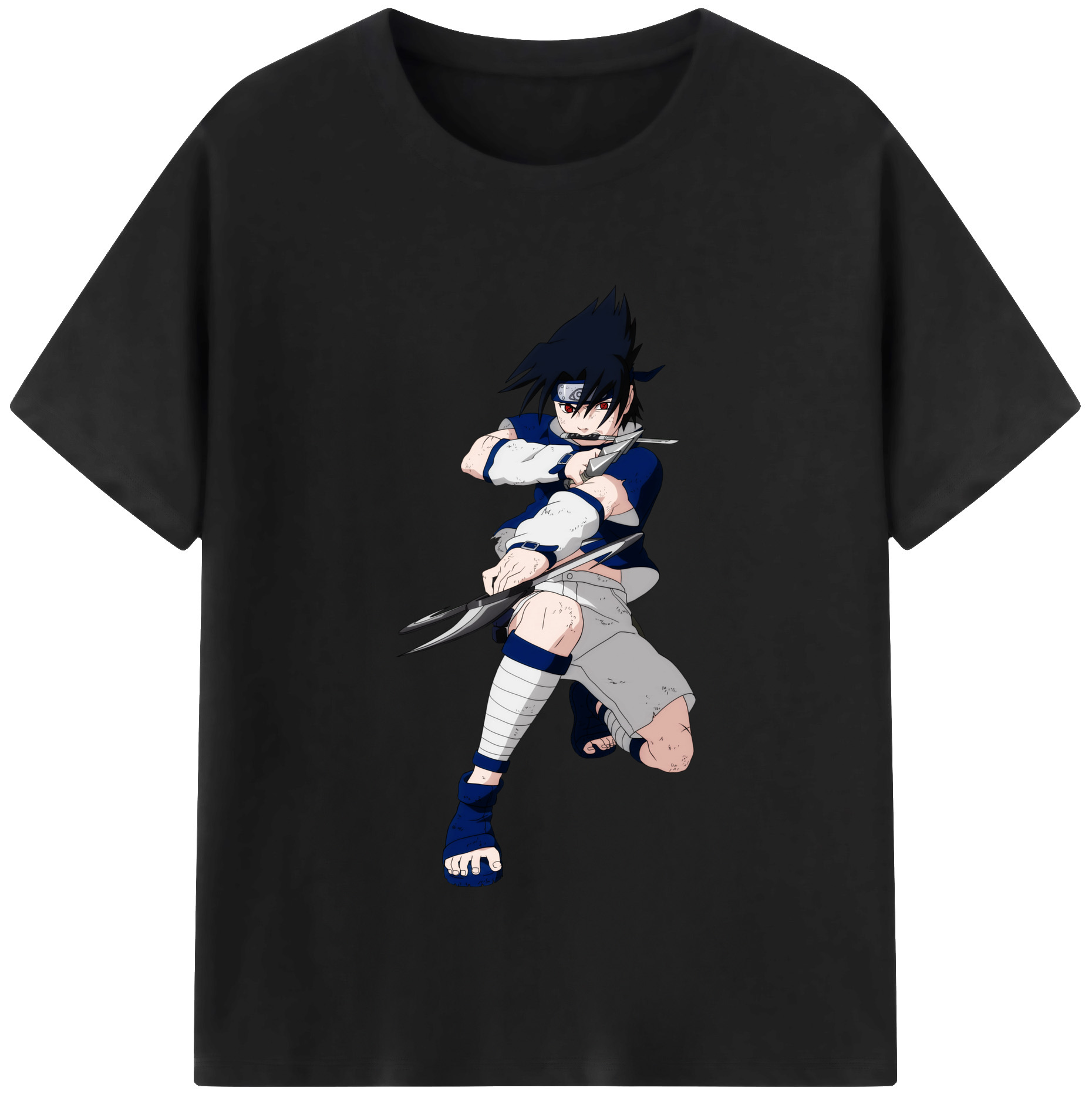 （画像用） NARUTO -ナルト- うちは サスケ Uchiha Sasuke 綿100％半袖Tシャツ（フロントプリント）