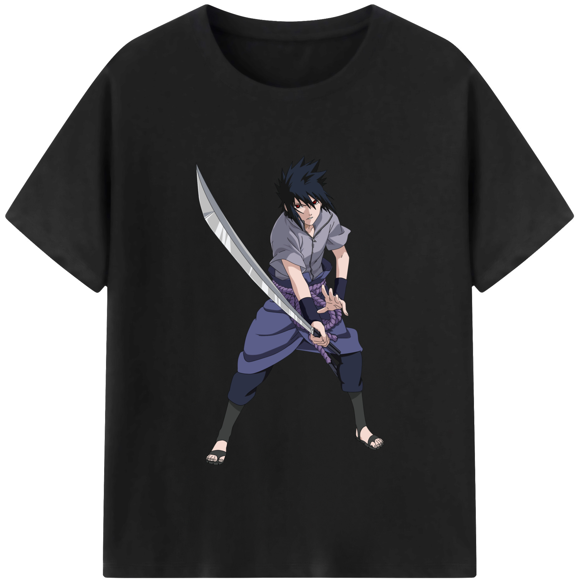 （画像用） NARUTO -ナルト- うちは サスケ Uchiha Sasuke 綿100％半袖Tシャツ（フロントプリント）