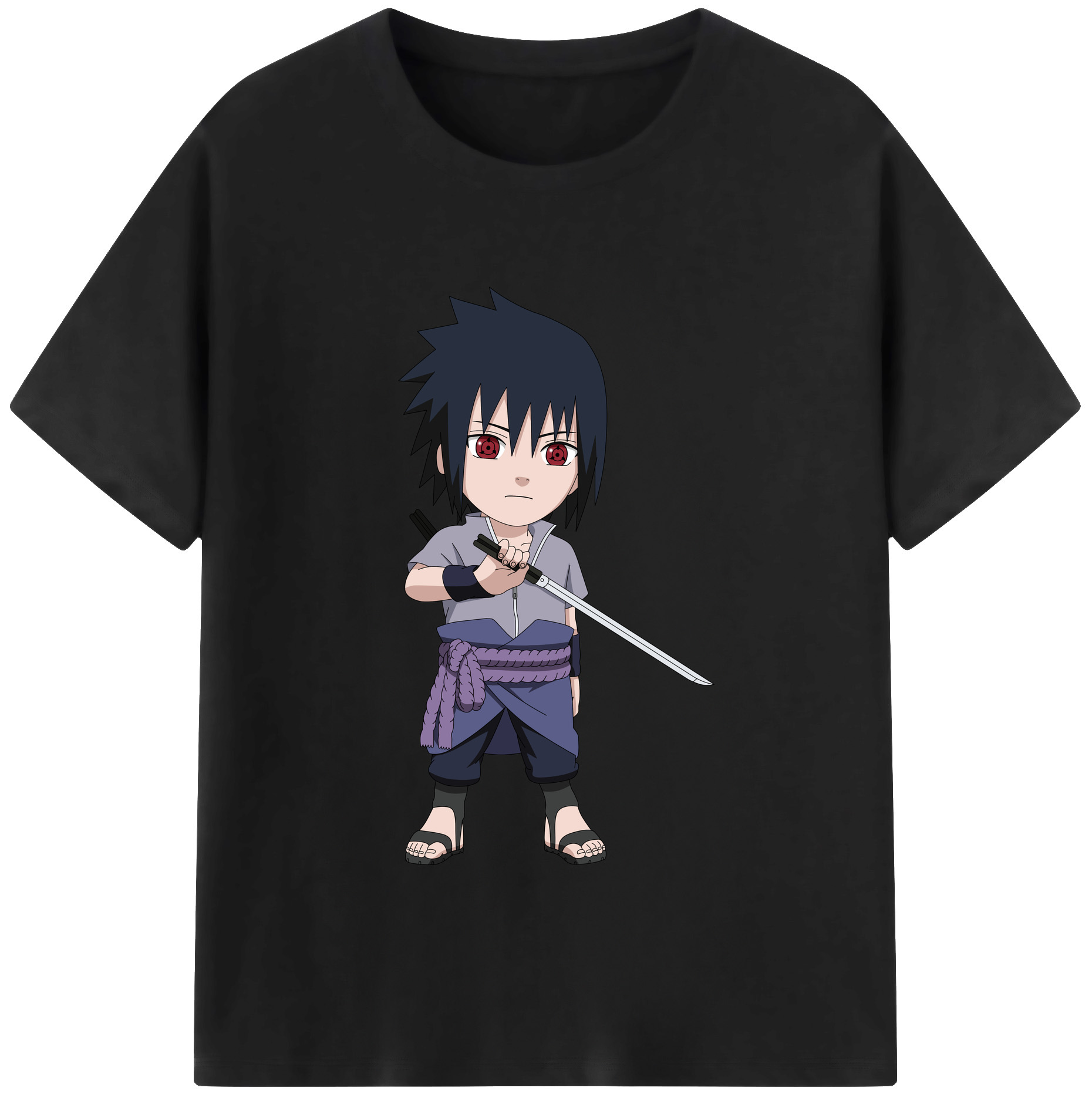 （画像用） NARUTO -ナルト- うちは サスケ Uchiha Sasuke 綿100％半袖Tシャツ（フロントプリント）