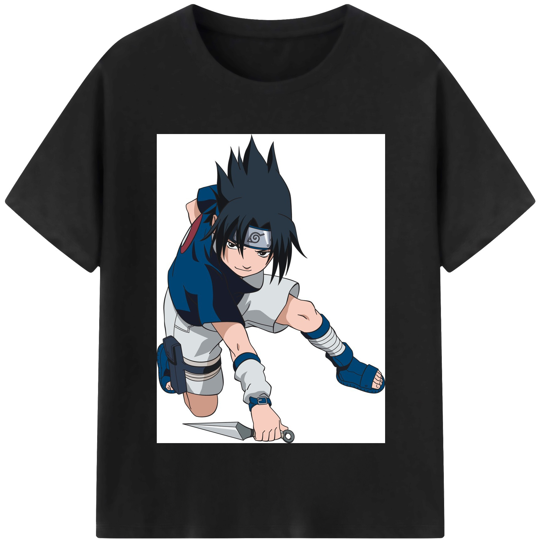 （画像用） NARUTO -ナルト- うちは サスケ Uchiha Sasuke 綿100％半袖Tシャツ（フロントプリント）