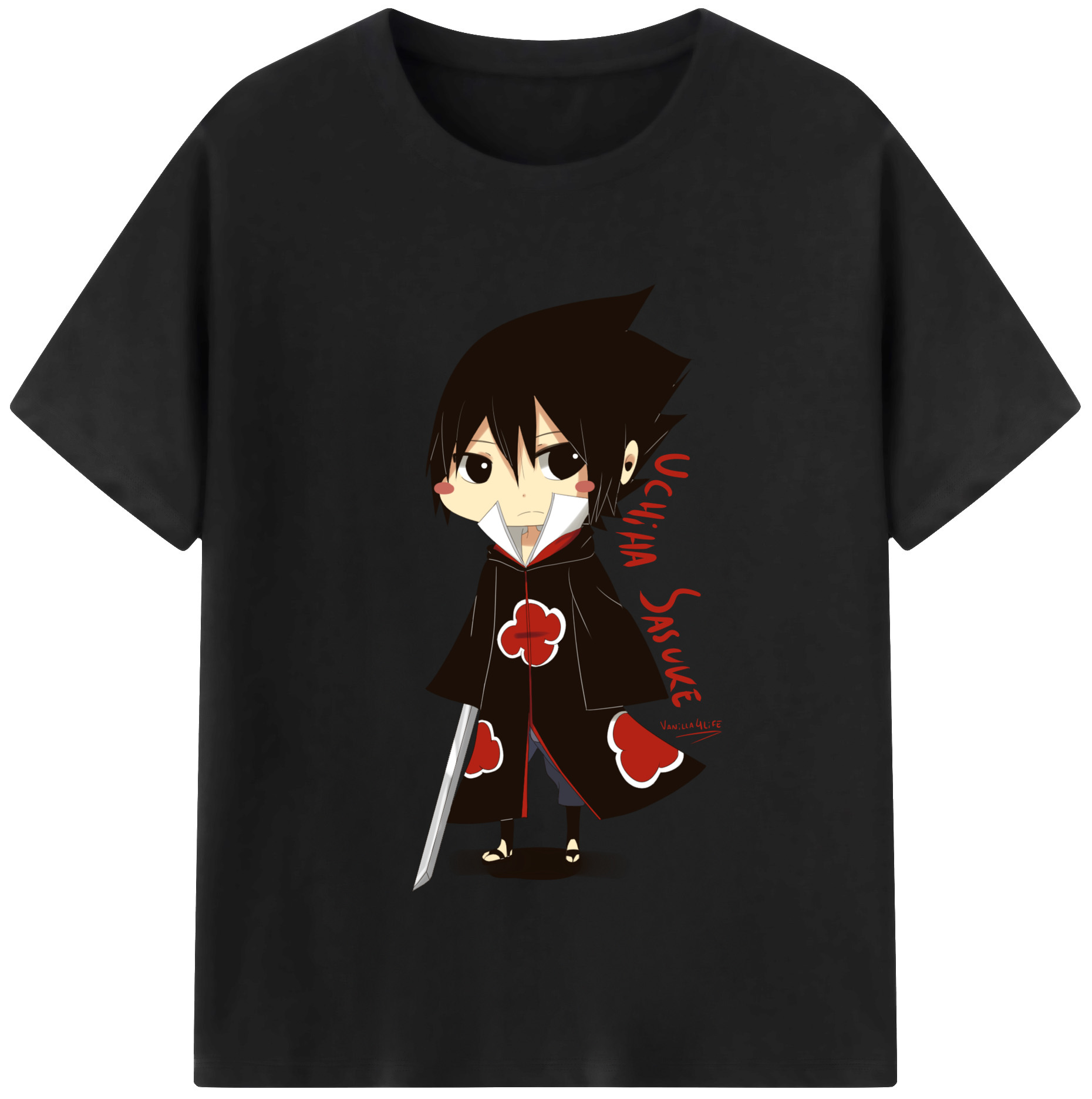 （画像用） NARUTO -ナルト- うちは サスケ Uchiha Sasuke 綿100％半袖Tシャツ（フロントプリント）