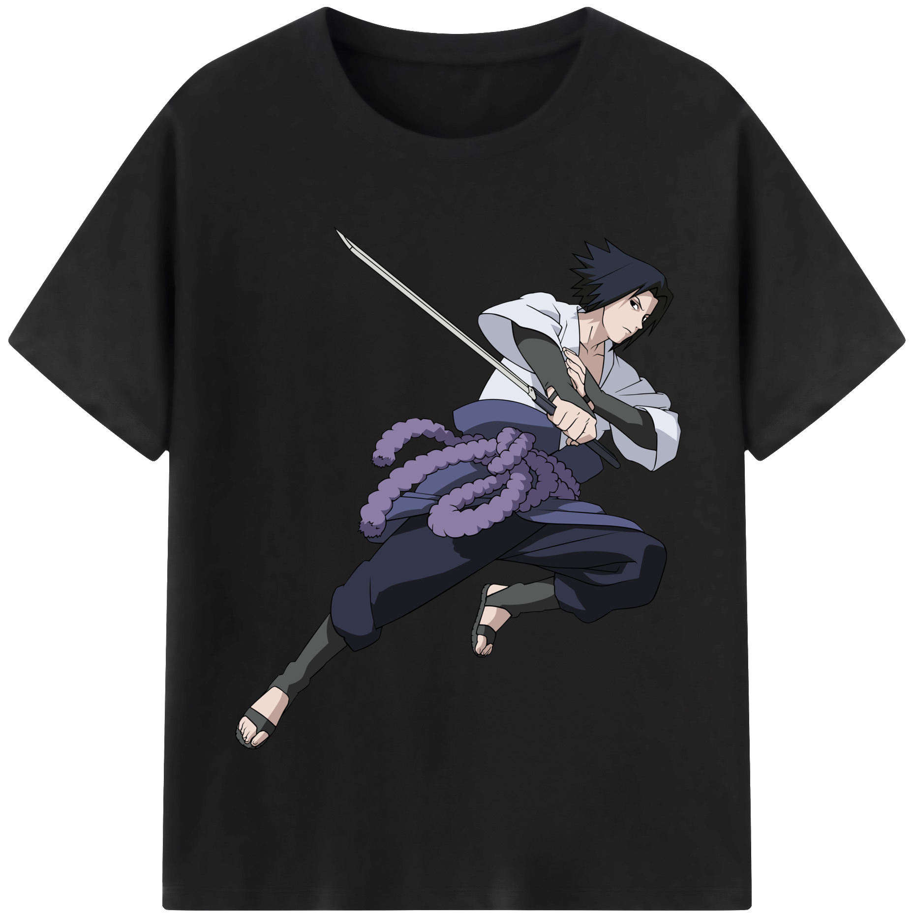 （画像用） NARUTO -ナルト- うちは サスケ Uchiha Sasuke 綿100％半袖Tシャツ（フロントプリント）