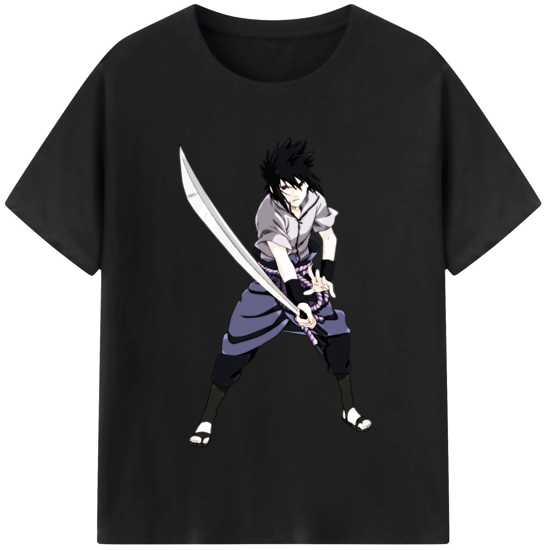 （画像用） NARUTO -ナルト- うちは サスケ Uchiha Sasuke 綿100％半袖Tシャツ（フロントプリント）