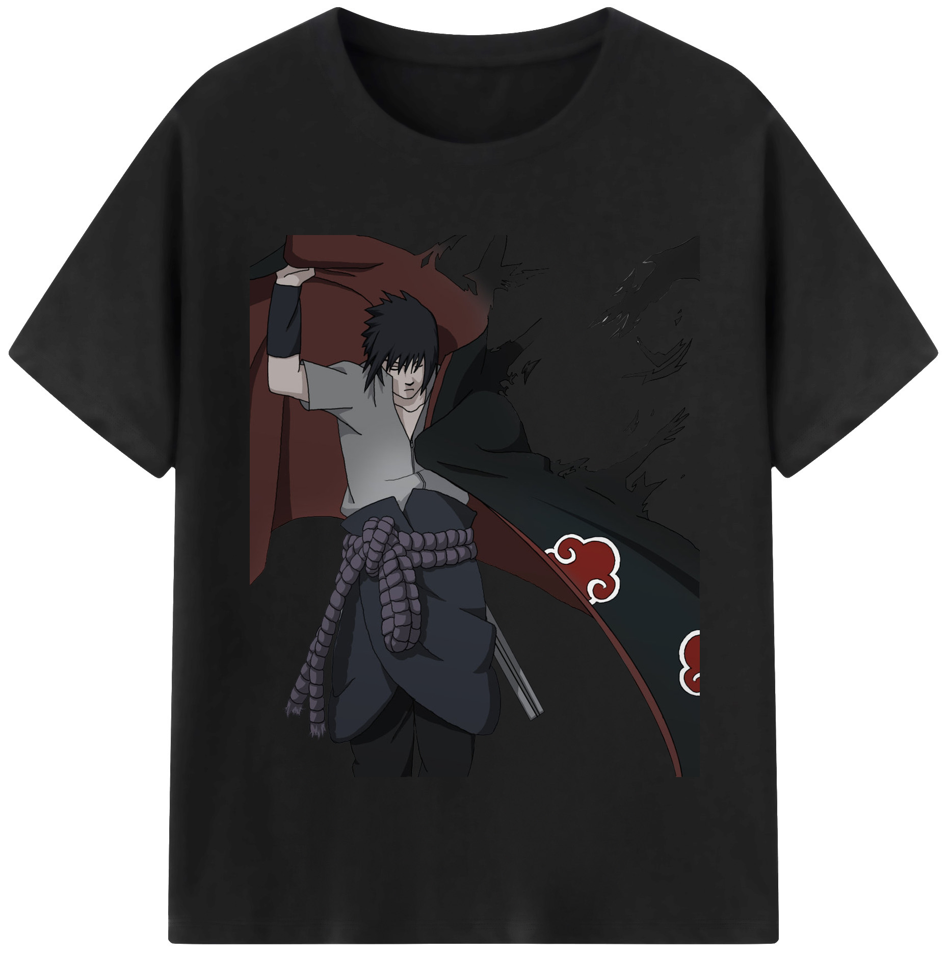 （画像用） NARUTO -ナルト- うちは サスケ Uchiha Sasuke 綿100％半袖Tシャツ（フロントプリント）
