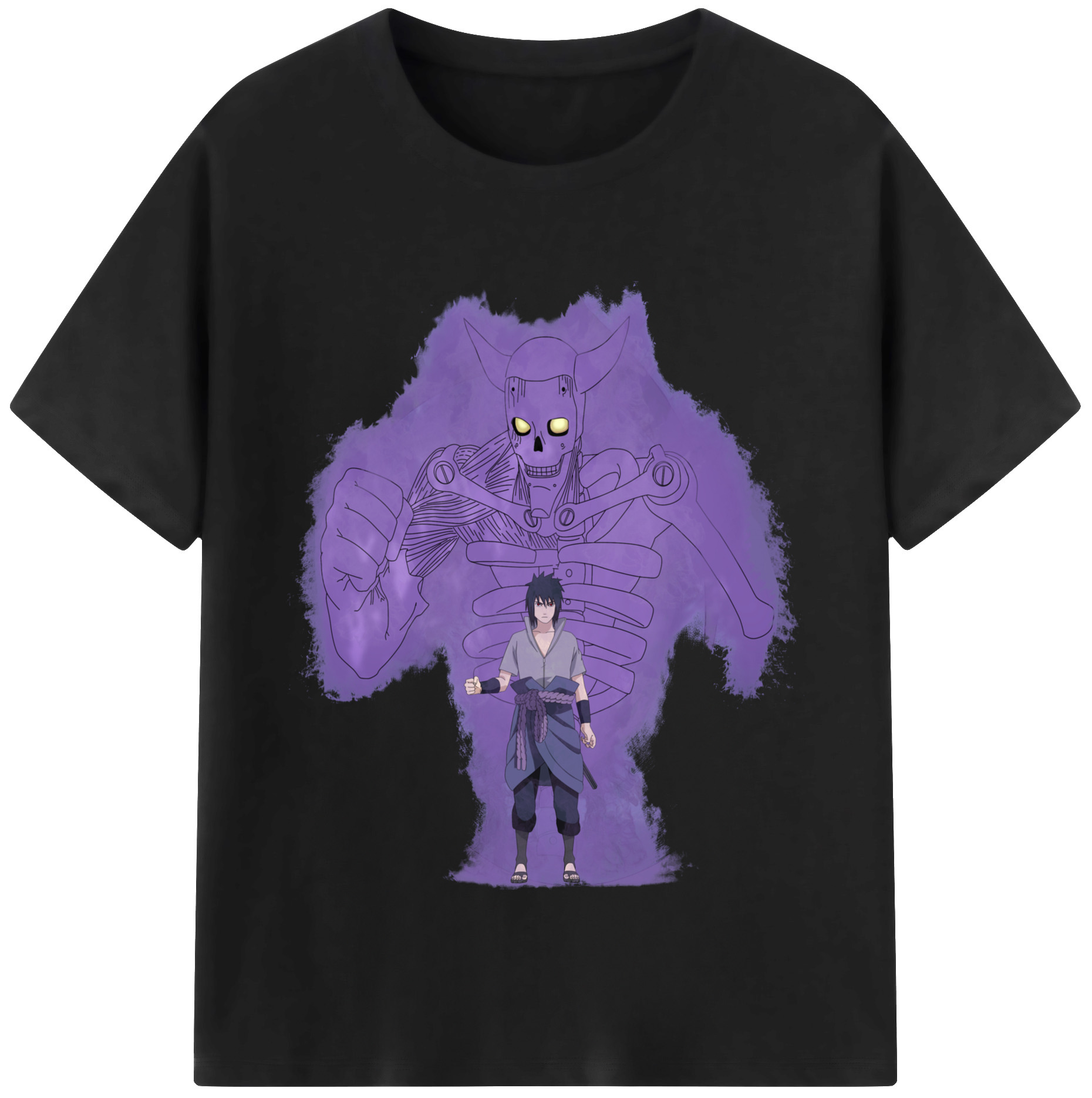 （画像用） NARUTO -ナルト- うちは サスケ Uchiha Sasuke 綿100％半袖Tシャツ（フロントプリント）