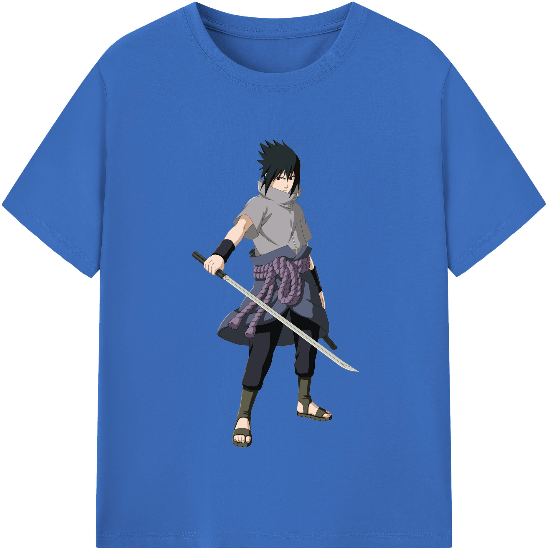 （画像用） NARUTO -ナルト- うちは サスケ Uchiha Sasuke 綿100％半袖Tシャツ（フロントプリント）