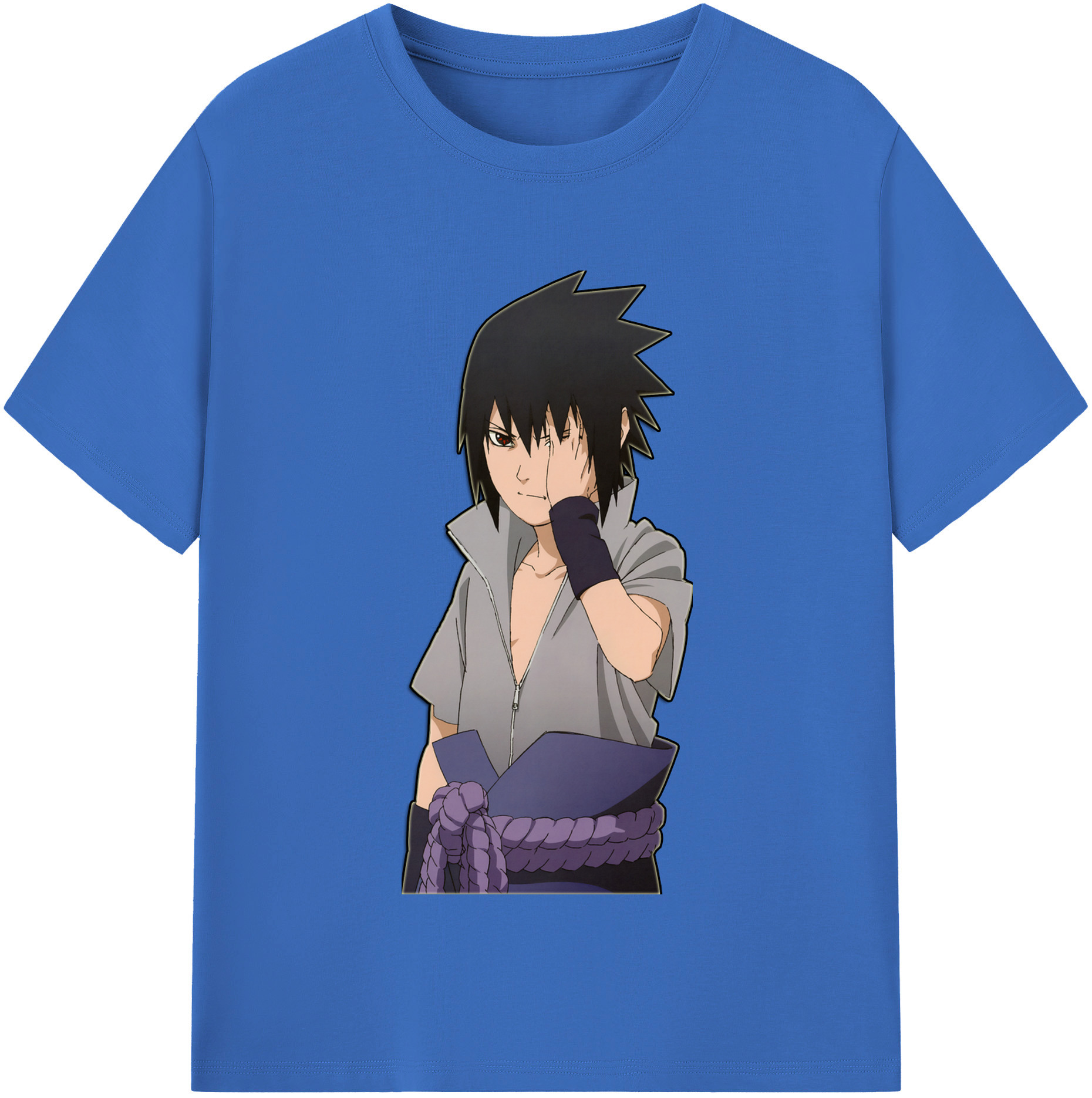 （画像用） NARUTO -ナルト- うちは サスケ Uchiha Sasuke 綿100％半袖Tシャツ（フロントプリント）