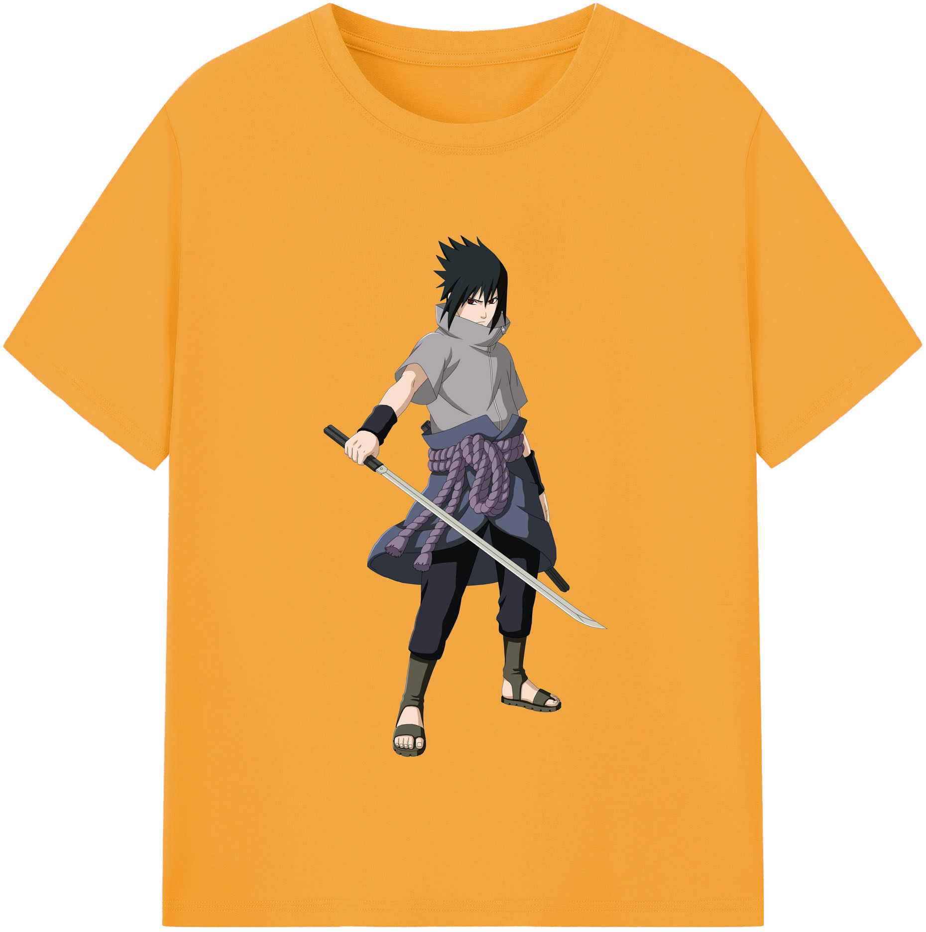 （画像用） NARUTO -ナルト- うちは サスケ Uchiha Sasuke 綿100％半袖Tシャツ（フロントプリント）