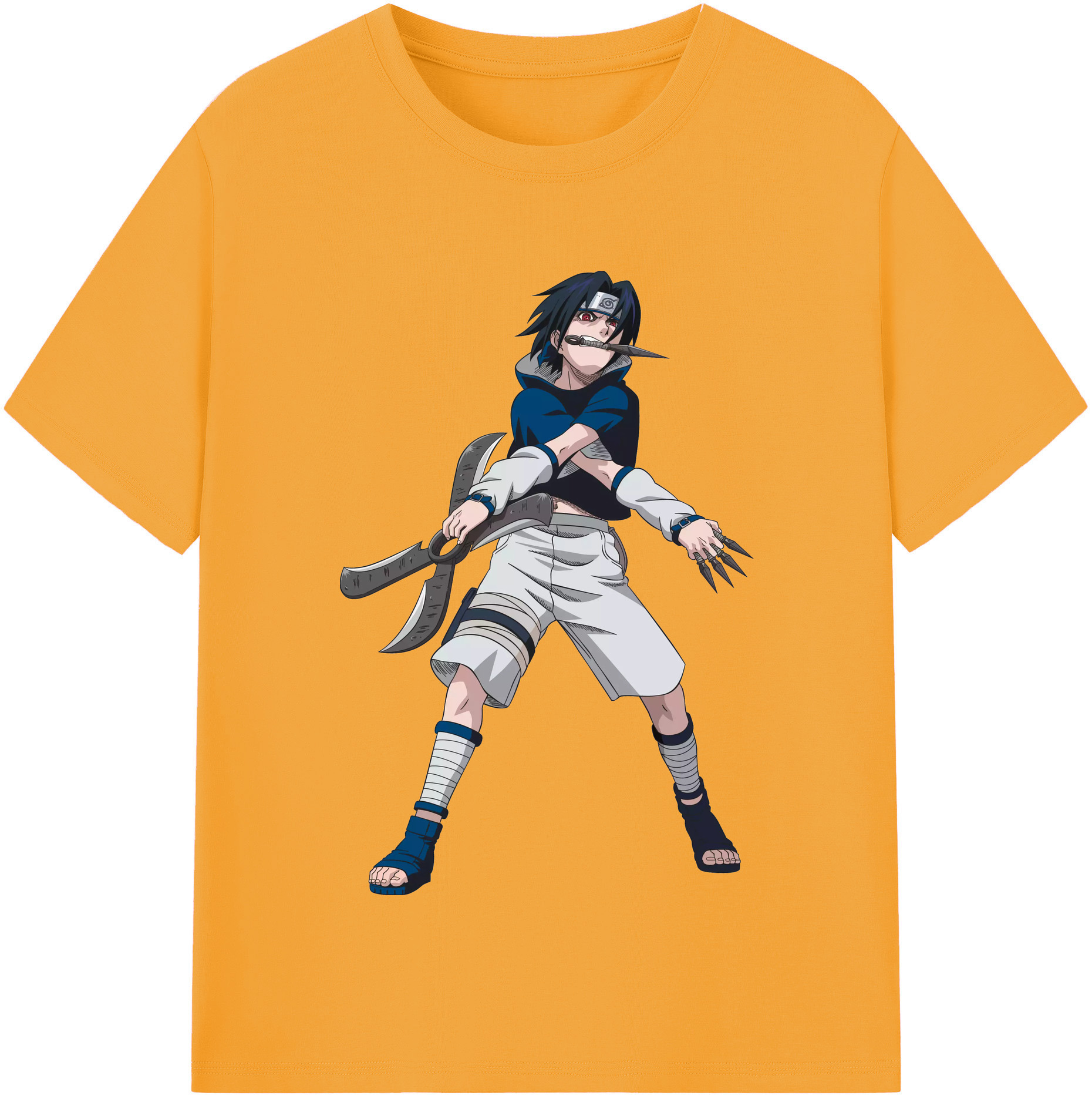 （画像用） NARUTO -ナルト- うちは サスケ Uchiha Sasuke 綿100％半袖Tシャツ（フロントプリント）