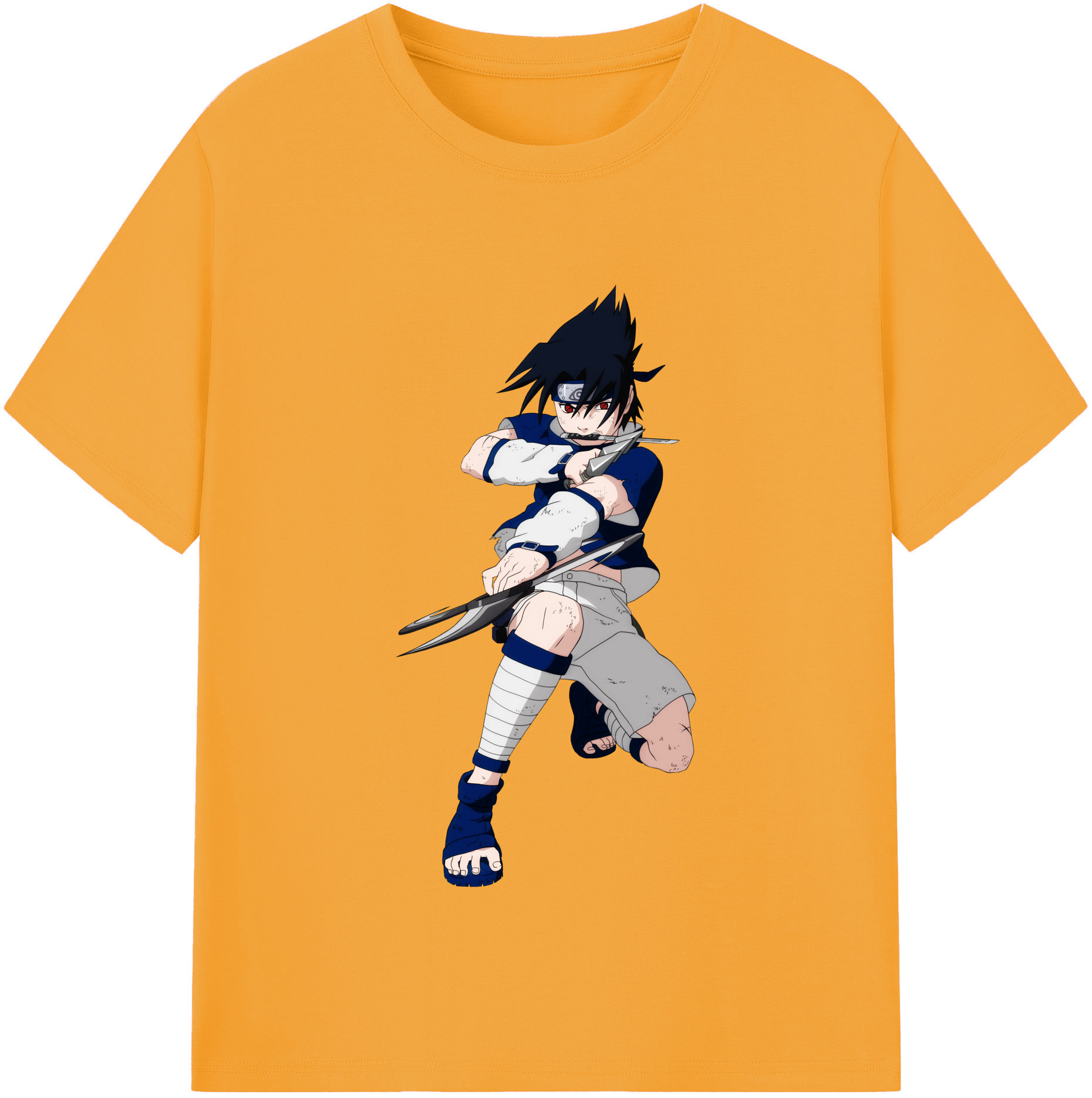 （画像用） NARUTO -ナルト- うちは サスケ Uchiha Sasuke 綿100％半袖Tシャツ（フロントプリント）