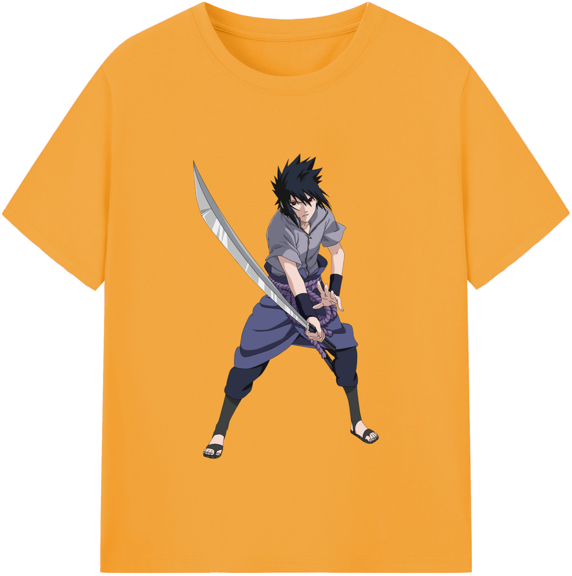 （画像用） NARUTO -ナルト- うちは サスケ Uchiha Sasuke 綿100％半袖Tシャツ（フロントプリント）