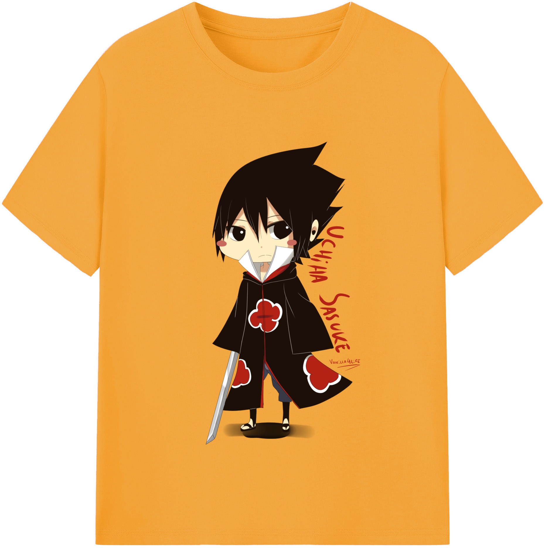 （画像用） NARUTO -ナルト- うちは サスケ Uchiha Sasuke 綿100％半袖Tシャツ（フロントプリント）