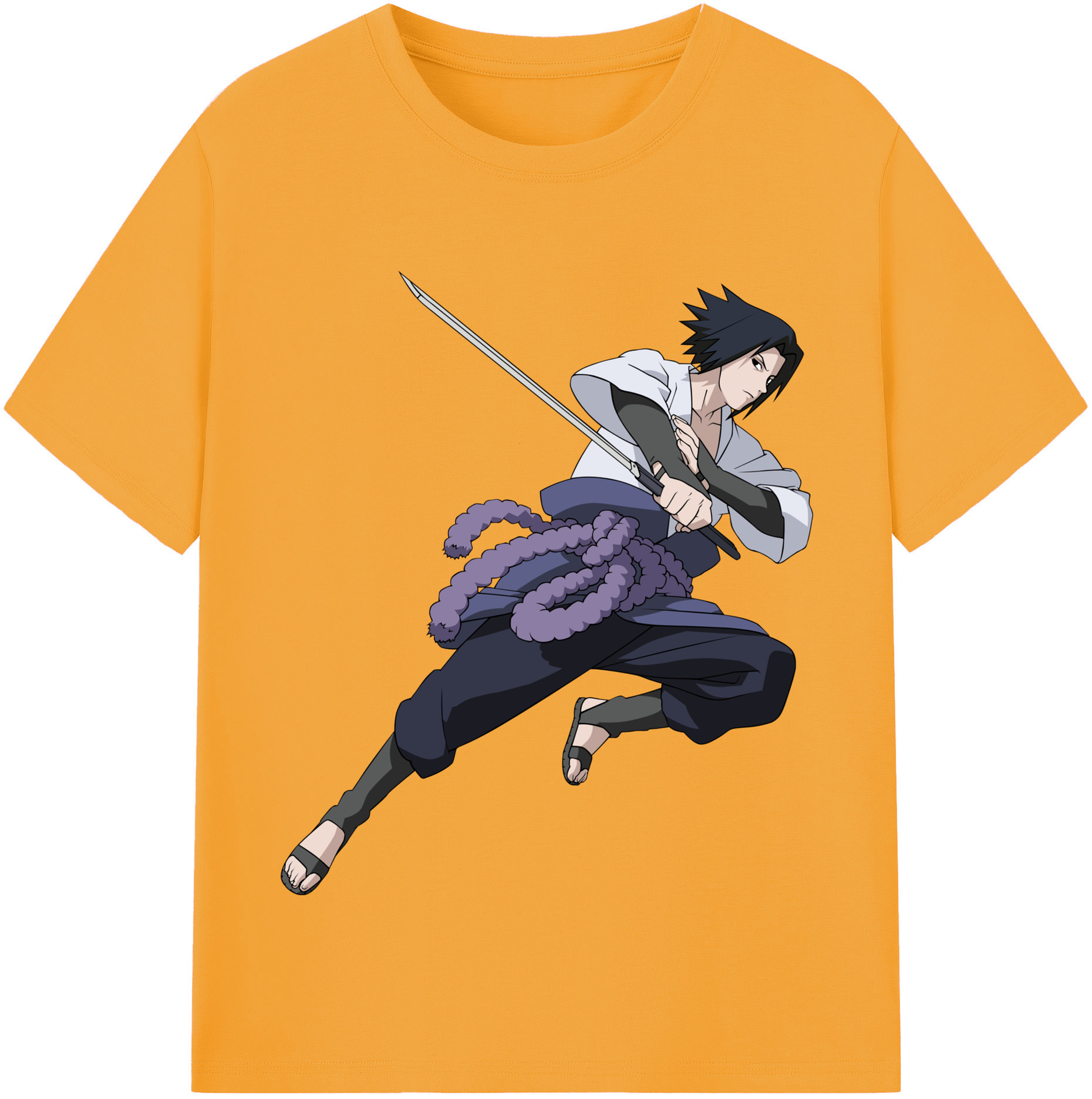 （画像用） NARUTO -ナルト- うちは サスケ Uchiha Sasuke 綿100％半袖Tシャツ（フロントプリント）