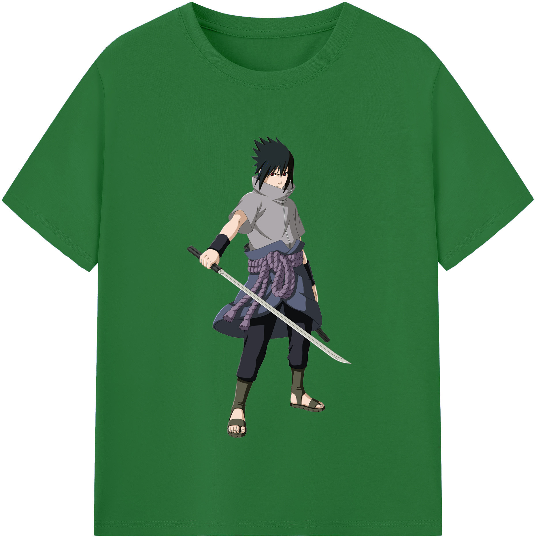 （画像用） NARUTO -ナルト- うちは サスケ Uchiha Sasuke 綿100％半袖Tシャツ（フロントプリント）