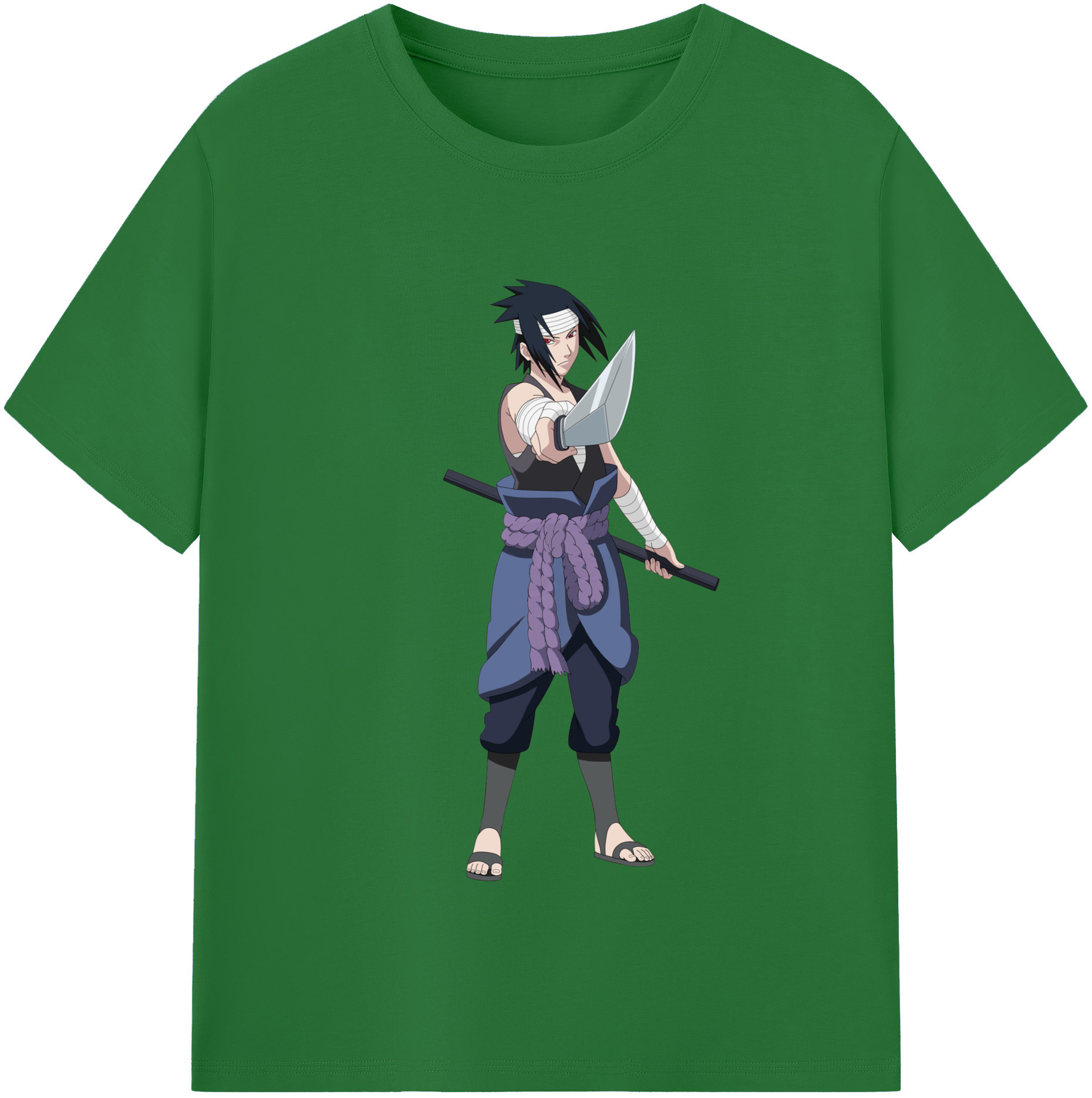（画像用） NARUTO -ナルト- うちは サスケ Uchiha Sasuke 綿100％半袖Tシャツ（フロントプリント）