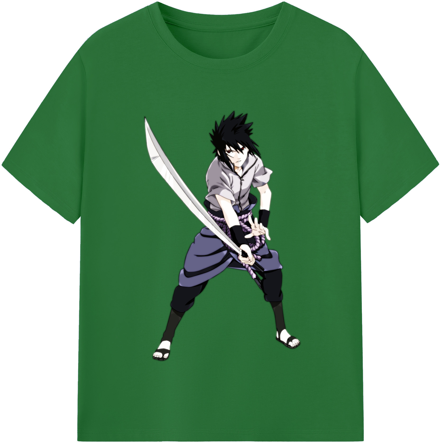 （画像用） NARUTO -ナルト- うちは サスケ Uchiha Sasuke 綿100％半袖Tシャツ（フロントプリント）