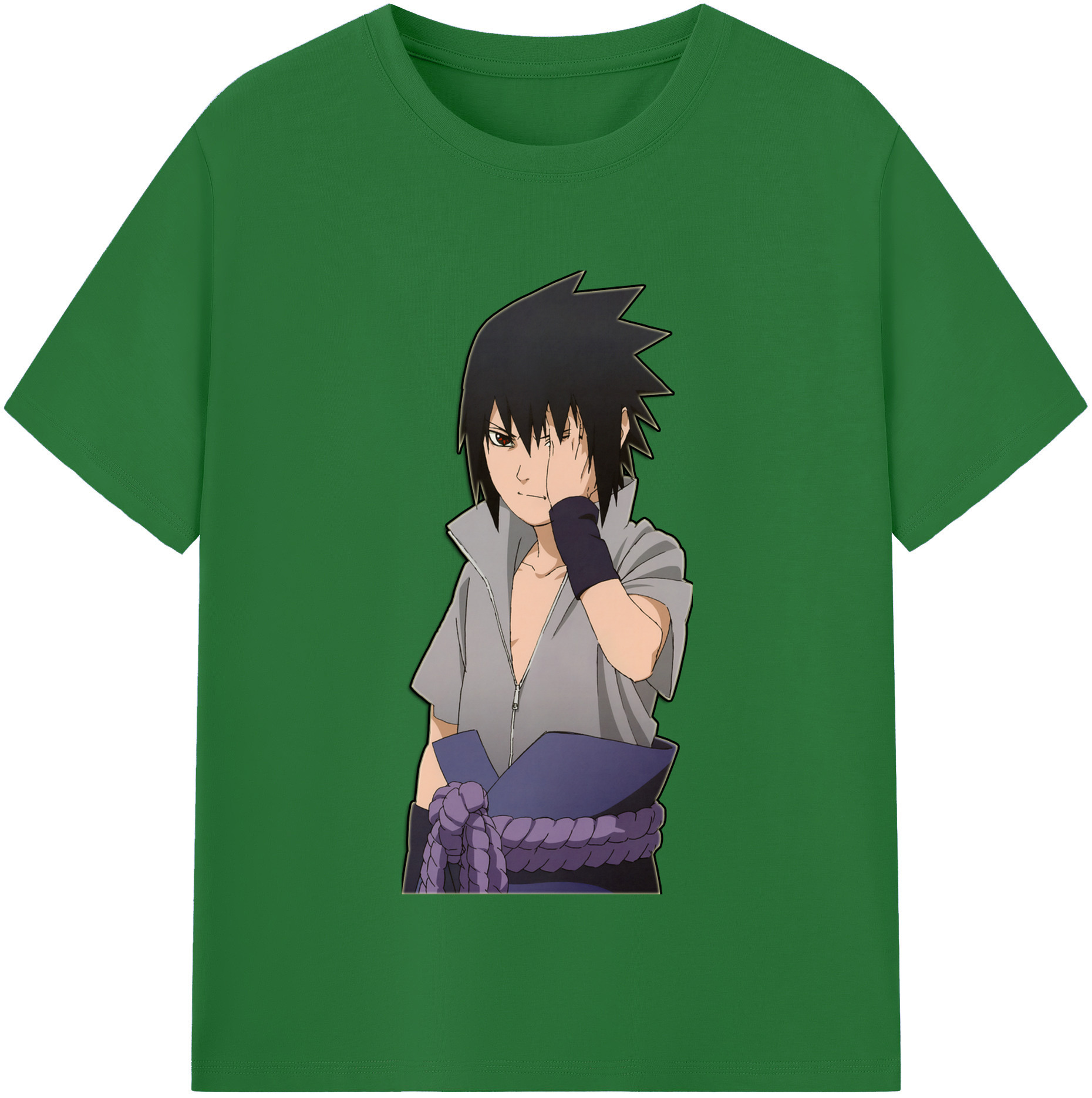 （画像用） NARUTO -ナルト- うちは サスケ Uchiha Sasuke 綿100％半袖Tシャツ（フロントプリント）