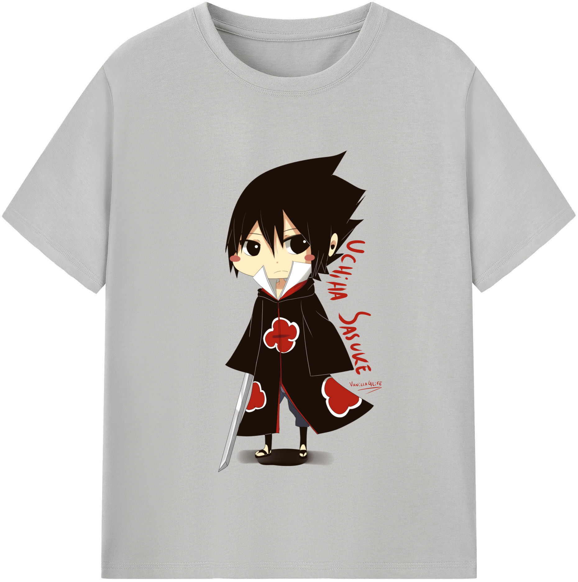 （画像用） NARUTO -ナルト- うちは サスケ Uchiha Sasuke 綿100％半袖Tシャツ（フロントプリント）