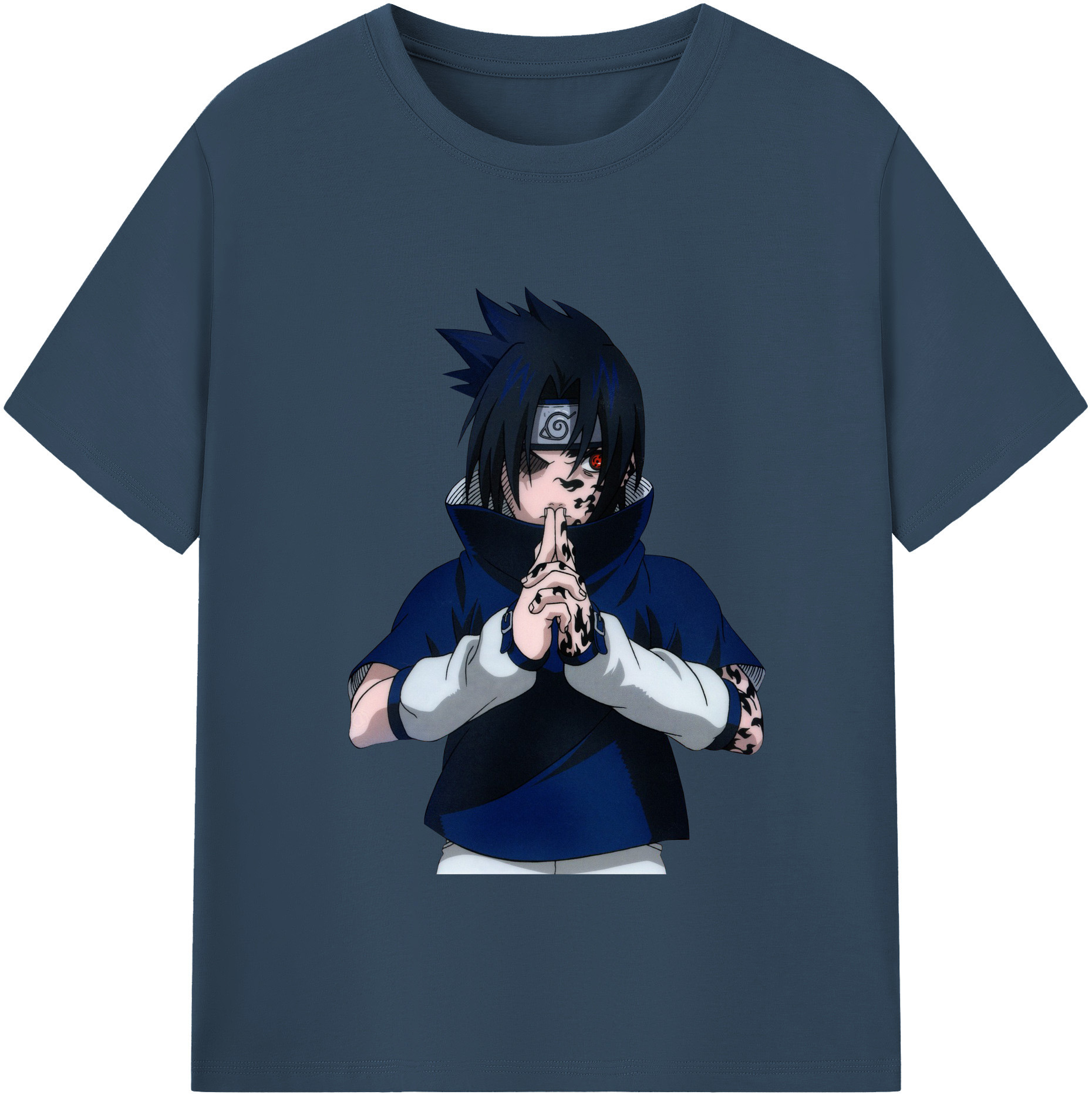 （画像用） NARUTO -ナルト- うちは サスケ Uchiha Sasuke 綿100％半袖Tシャツ（フロントプリント）