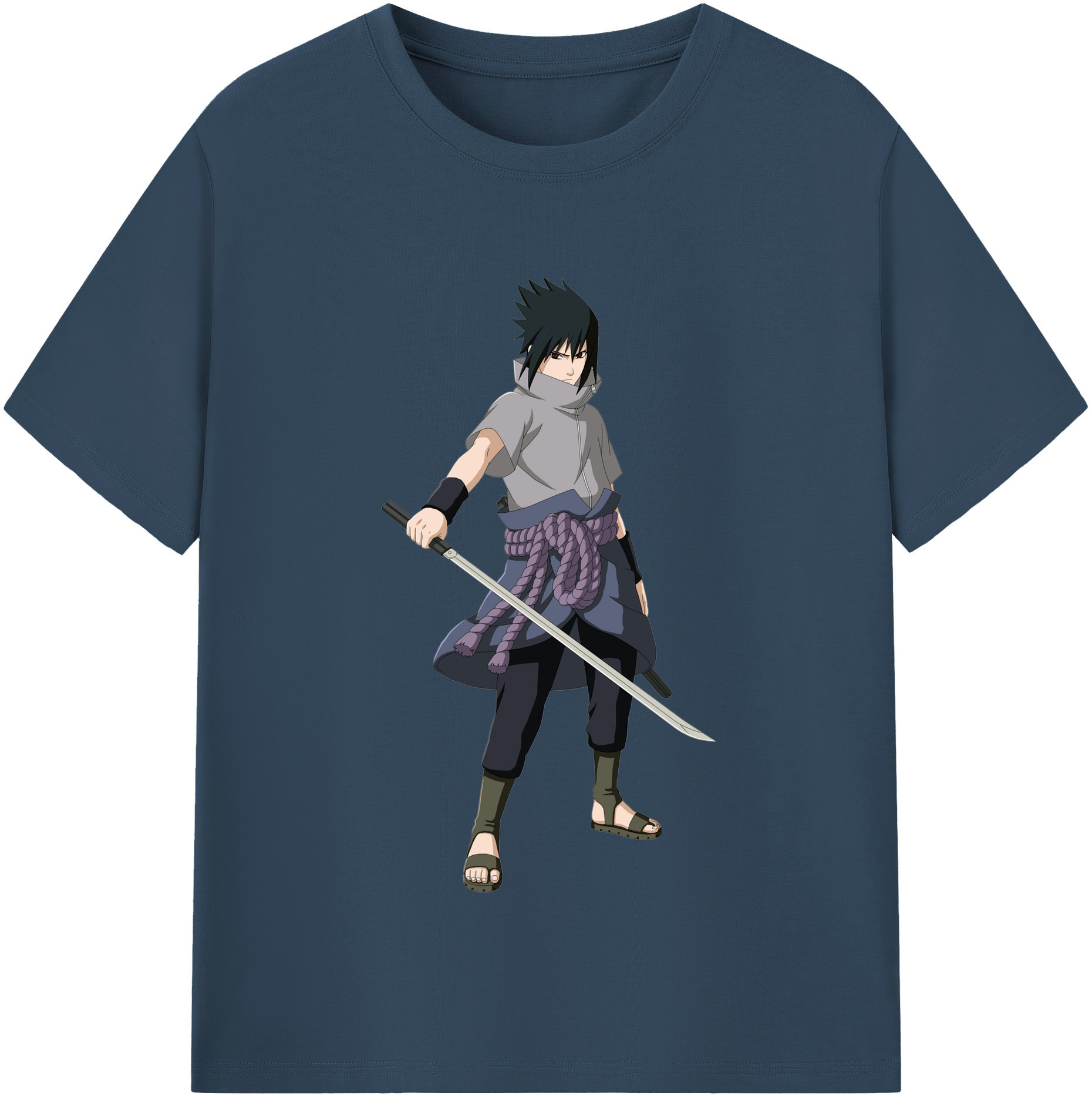 （画像用） NARUTO -ナルト- うちは サスケ Uchiha Sasuke 綿100％半袖Tシャツ（フロントプリント）