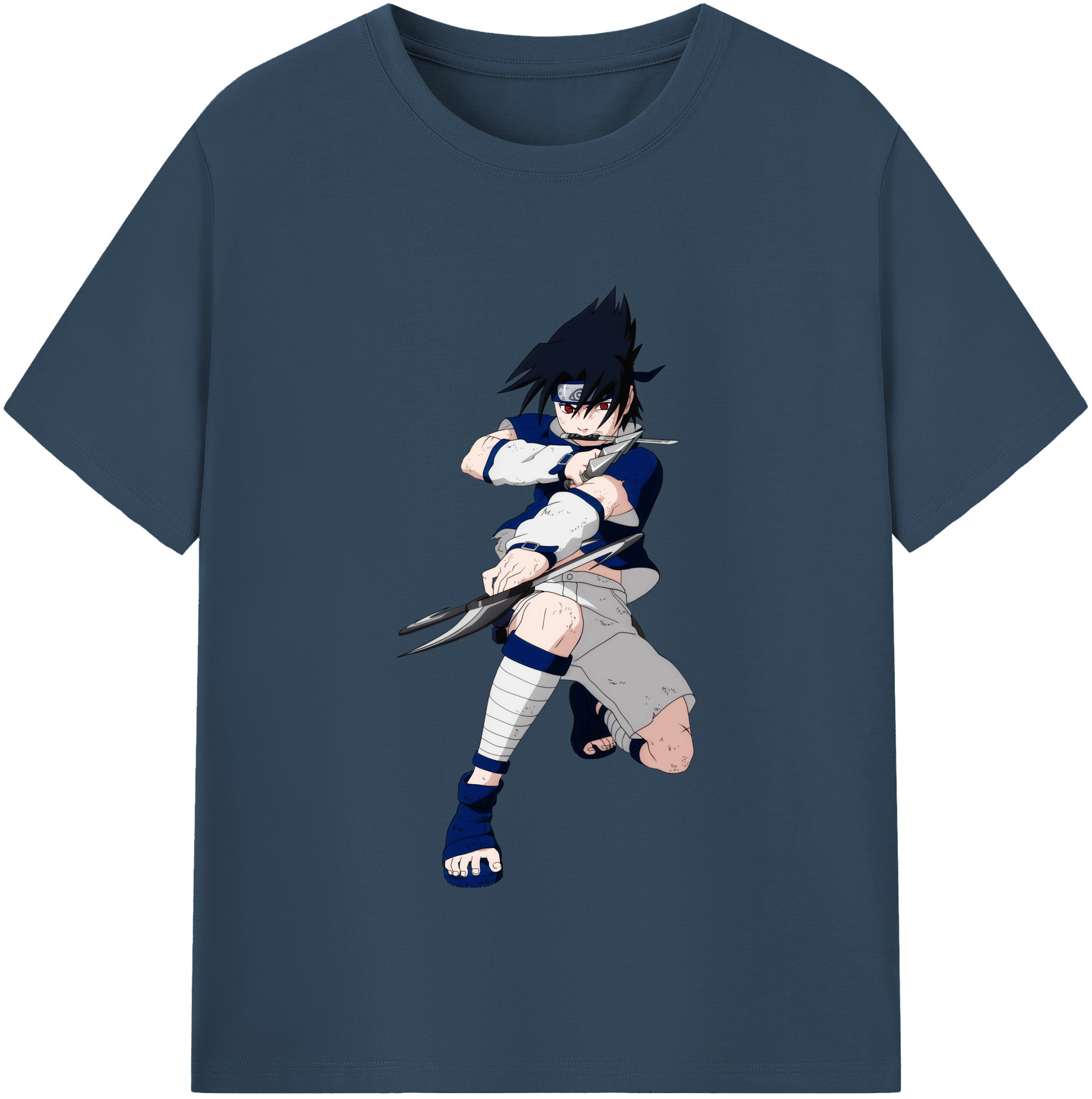 （画像用） NARUTO -ナルト- うちは サスケ Uchiha Sasuke 綿100％半袖Tシャツ（フロントプリント）
