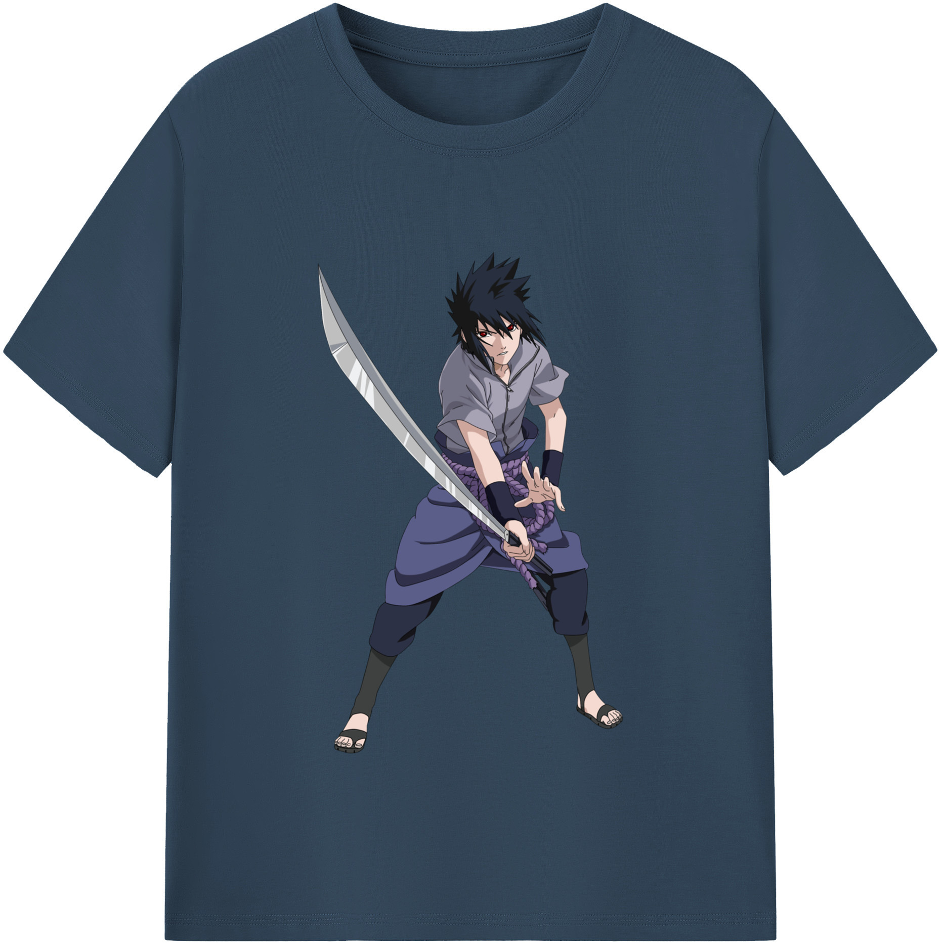 （画像用） NARUTO -ナルト- うちは サスケ Uchiha Sasuke 綿100％半袖Tシャツ（フロントプリント）